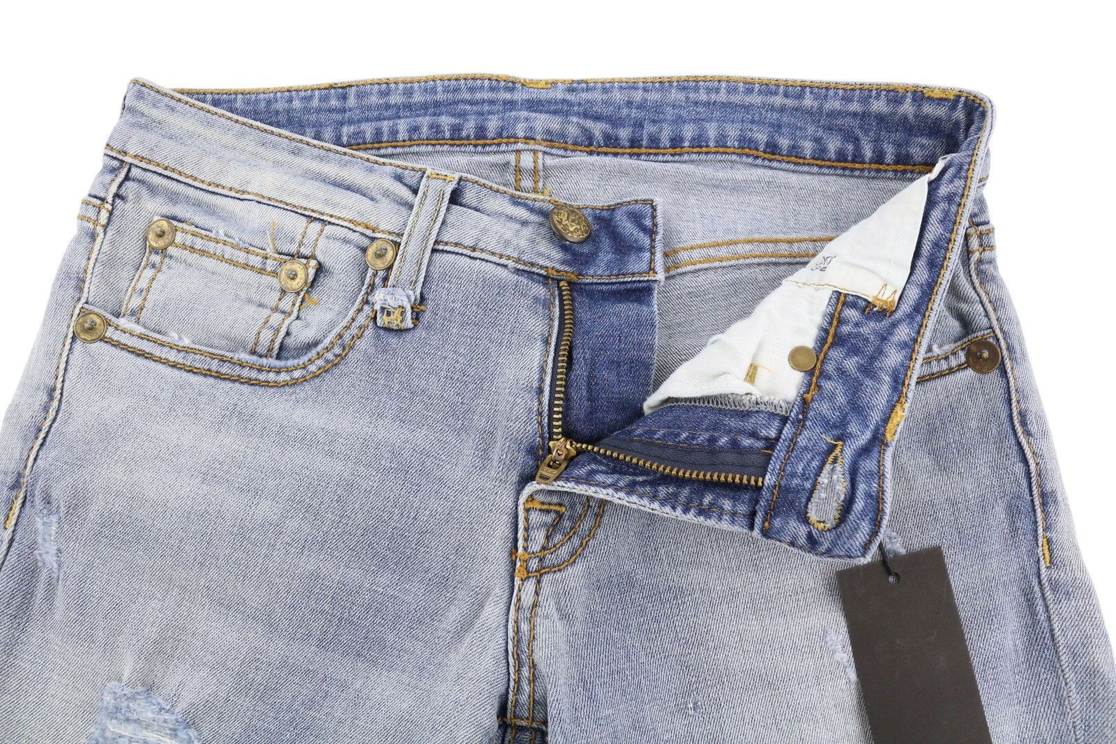 R13 ALISON CROP 24 Light Destroyed Faded Patches Distress 86487 Size 24" / US 00 / IT 34 - 4 Thumbnail