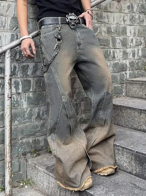 Japanese Brand × Jean Flared Relaxed Wide Leg Jeans Futuristic Size US 31 - 1 Thumbnail
