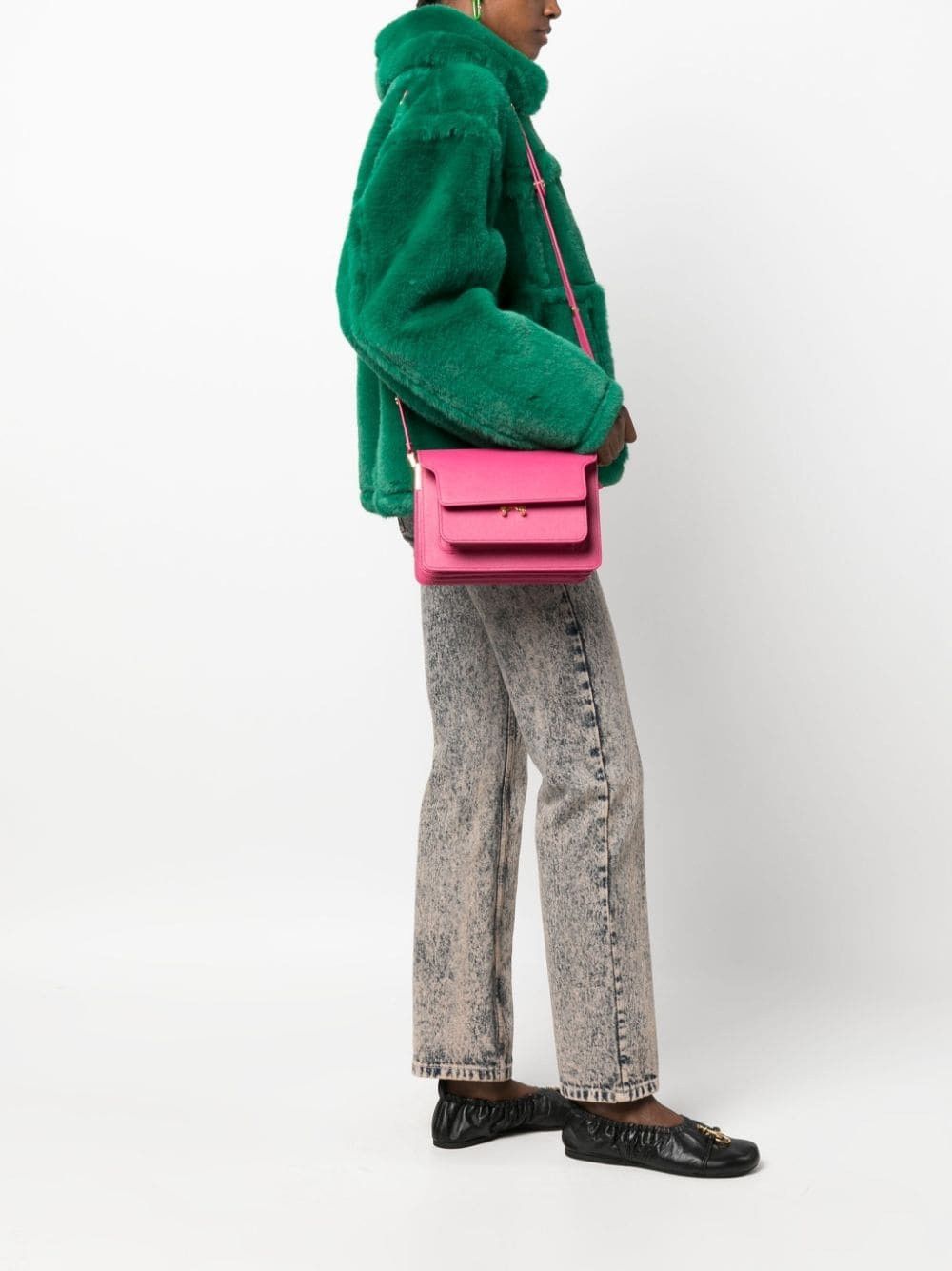 Marni o1f1d3z0725 Size: OS / Trunk Leather Crossbody Bag in Pink Size ONE SIZE - 2 Thumbnail
