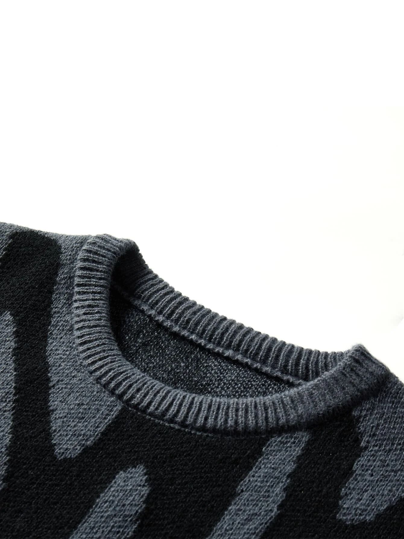 Vintage Irregular Jacquard Pattern Pullover Sweater Size US L / EU 52-54 / 3 - 2 Thumbnail