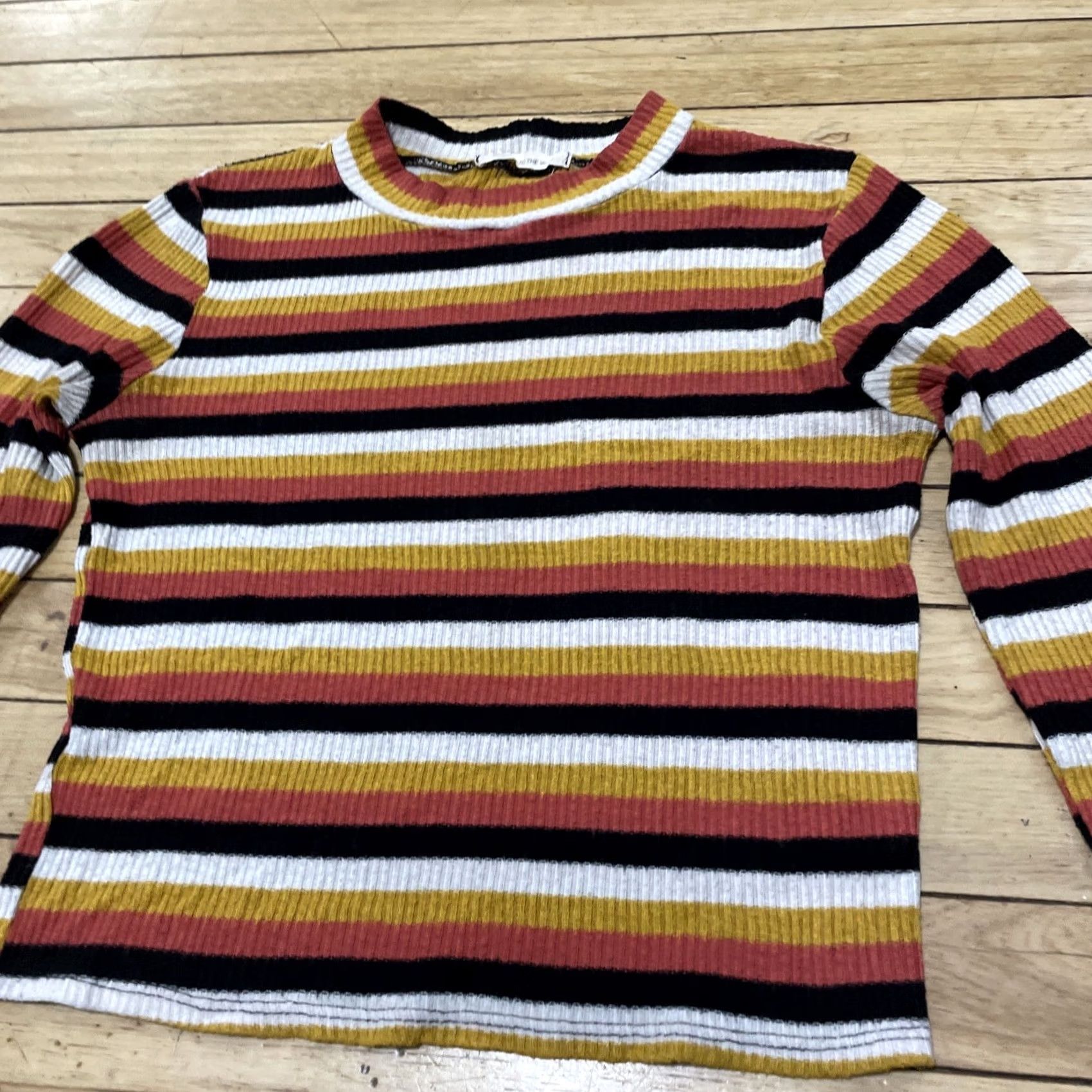 Vintage Caution to the wind Sweater Women S Brown Orange Hippie 70s Made USA Boho Pile Knit Stripe Vintage Pullover Size S Mens Womens Girls Boys Size S / US 4 / IT 40 - 4 Thumbnail