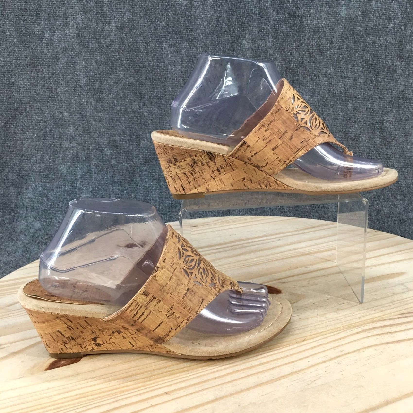 Flux East 5th Sandals Womens 9 W Flux Casual Slip On Cork Wedge Thong Brown Size US 9 / IT 39 - 2 Thumbnail