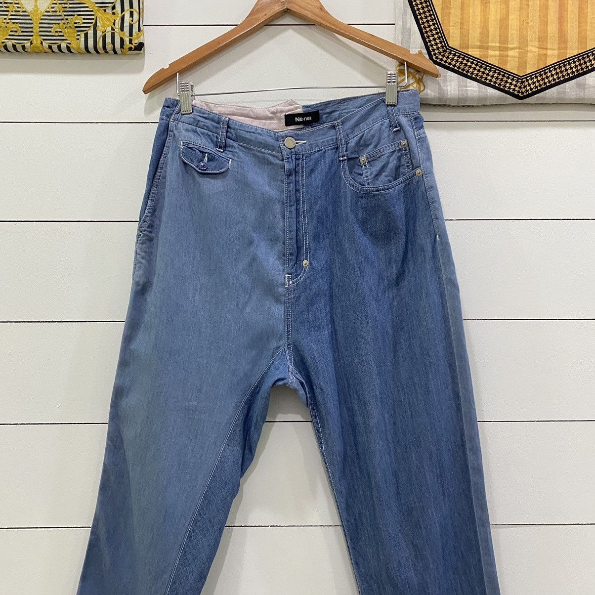Issey Miyake × Japanese Brand × Ne-Net Ne-net by Issey Miyake Full Print baggy Denim Pants Size US 31 - 2 Thumbnail