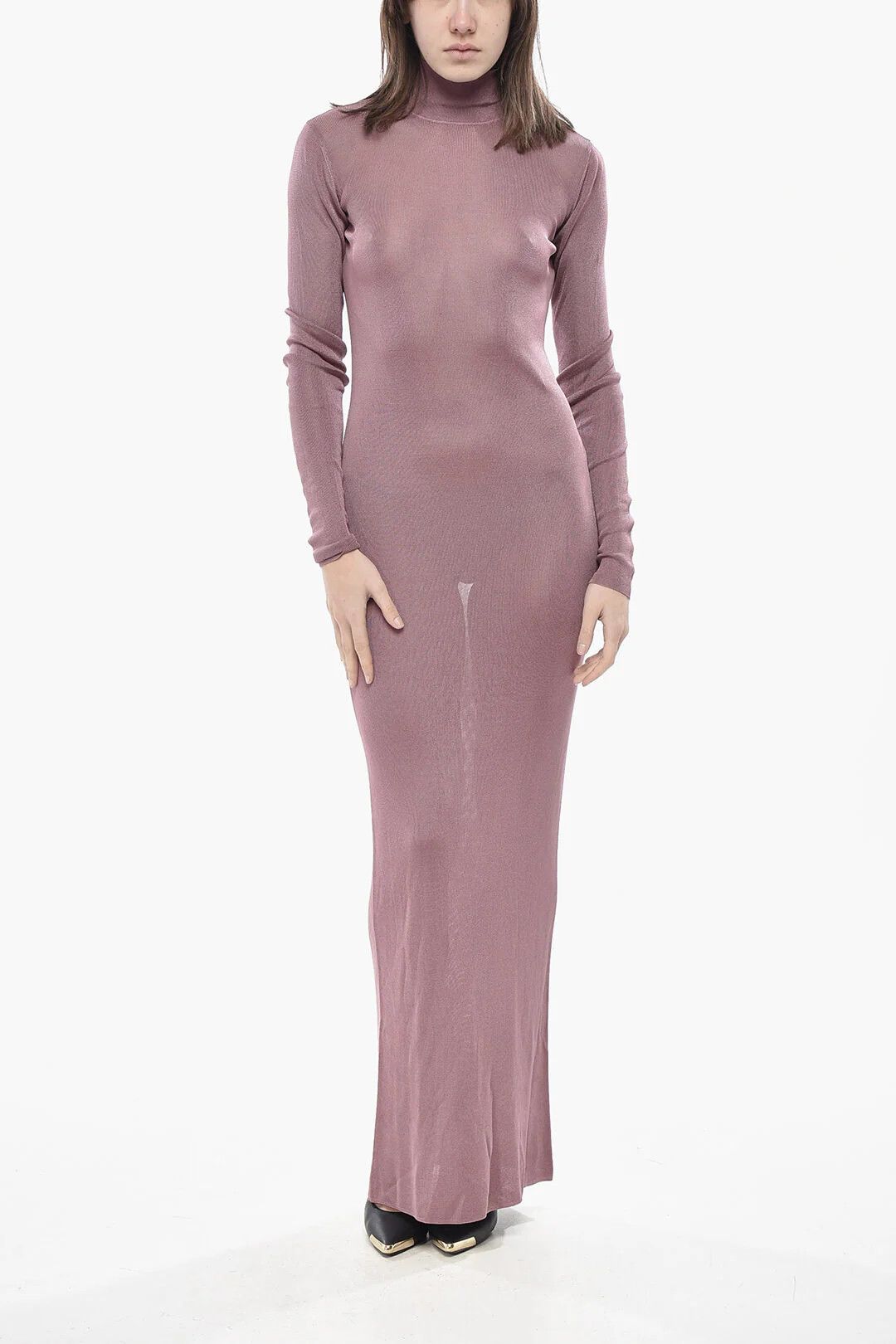 Saint Laurent Paris og1mm0326 Knit Turtleneck Dress in Pink Size M / US 6-8 / IT 42-44 - 1 Thumbnail