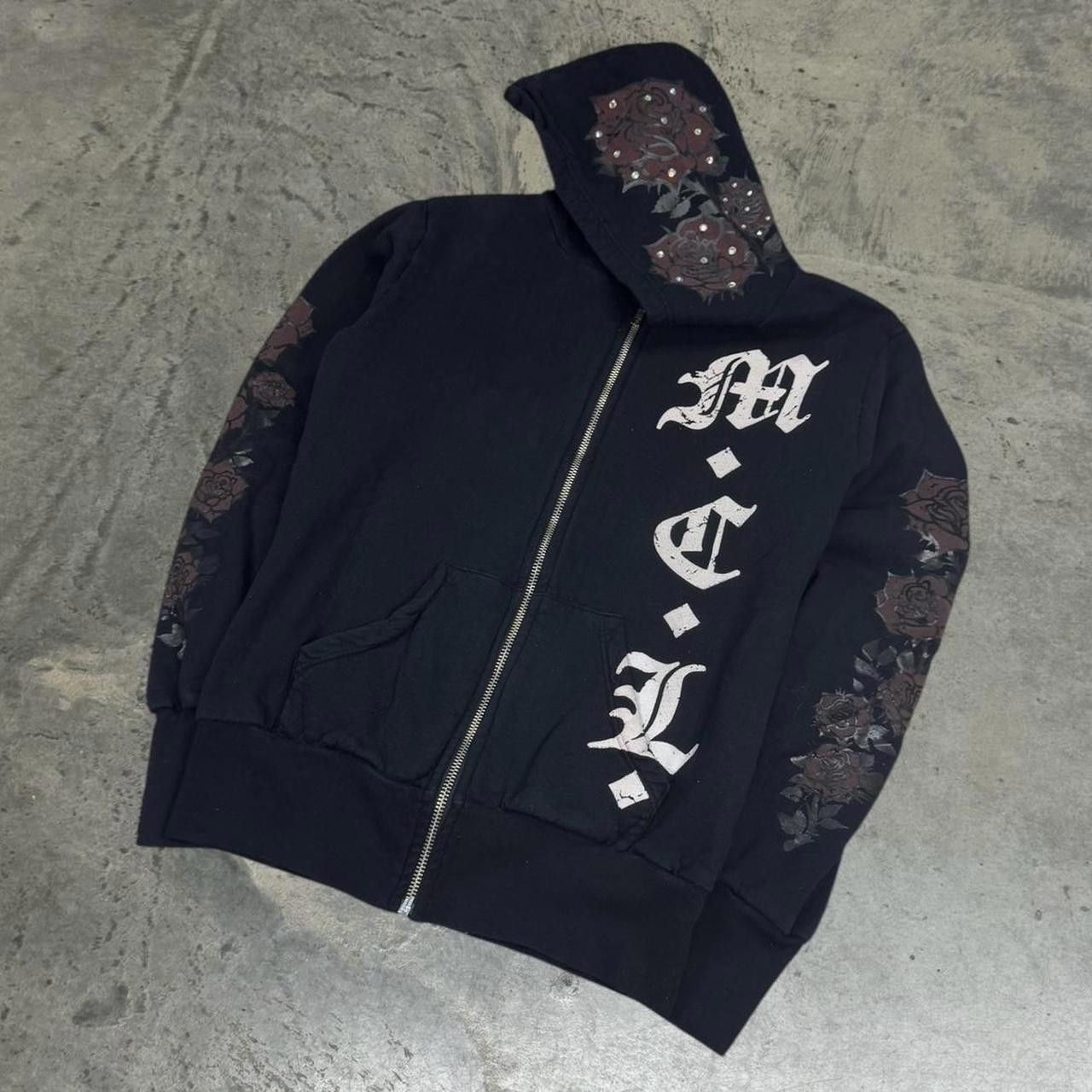 Vintage Vintage Y2K Motor City Legends Rose Rhinestone Zip Up Hoodie Size M / US 6-8 / IT 42-44 - 1 Thumbnail