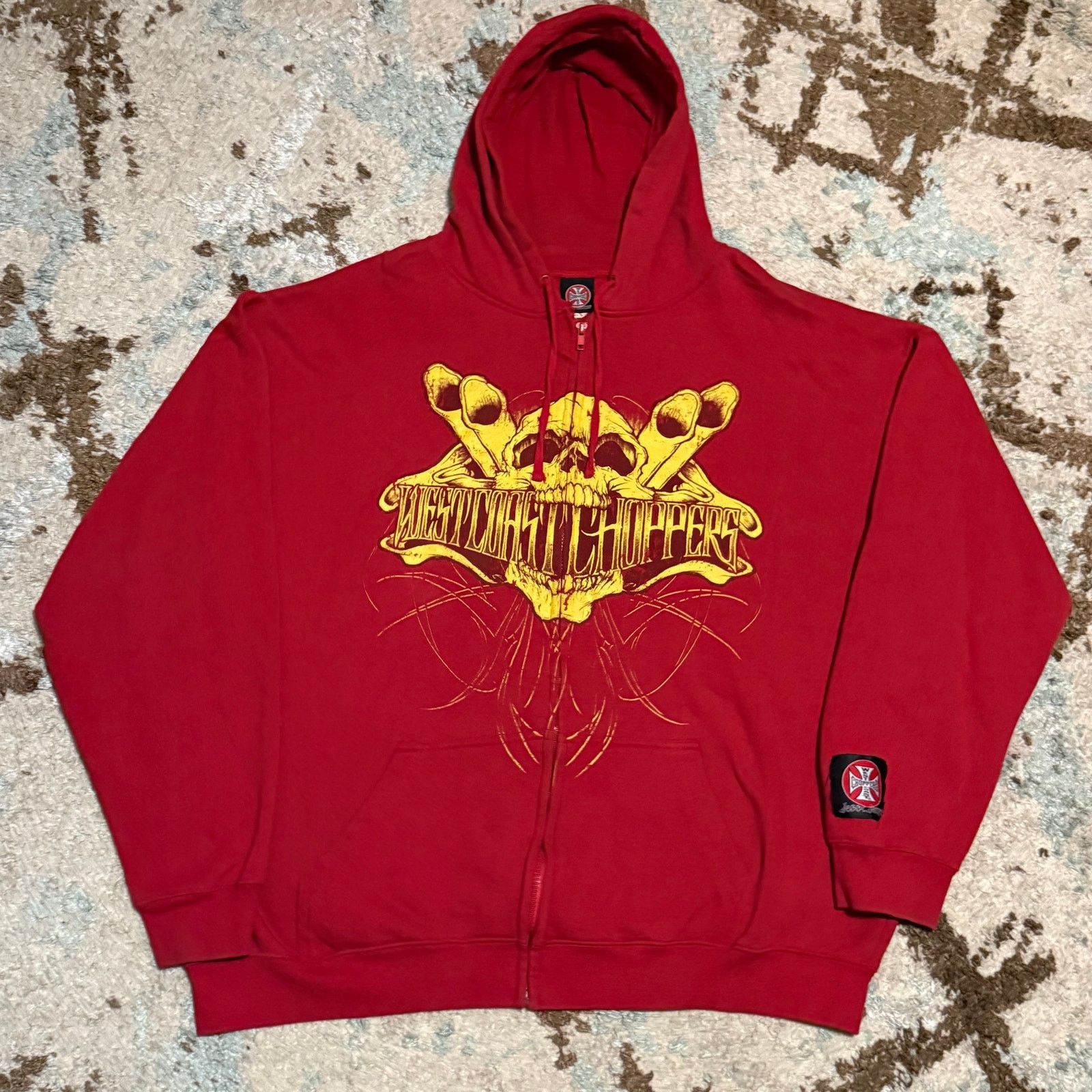 Vintage West Coast Choppers Skull Hoodie Jesse James 2XL