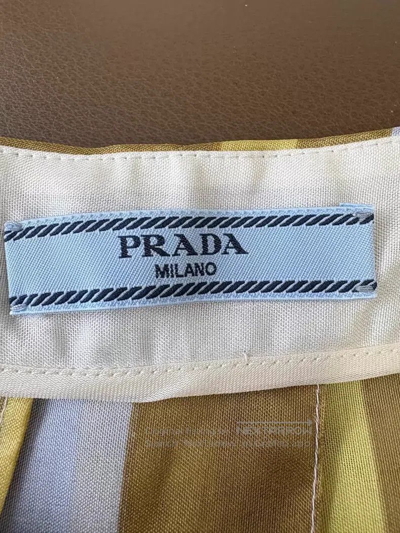 Prada Prada Yellow, brown and white three-colour striped silk sk Size 26" / US 2 / IT 38 - 5 Thumbnail