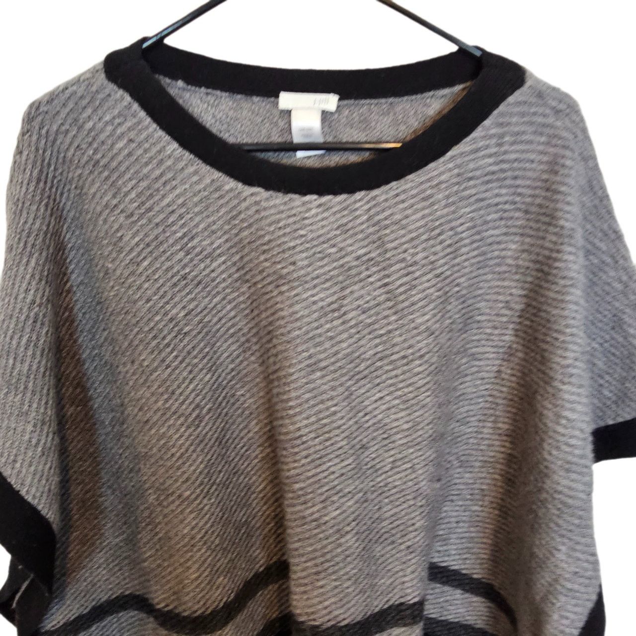 J. Jill J. Jill Womens Wool Striped Poncho Sweater OS Oversized Cozy Size ONE SIZE - 3 Thumbnail