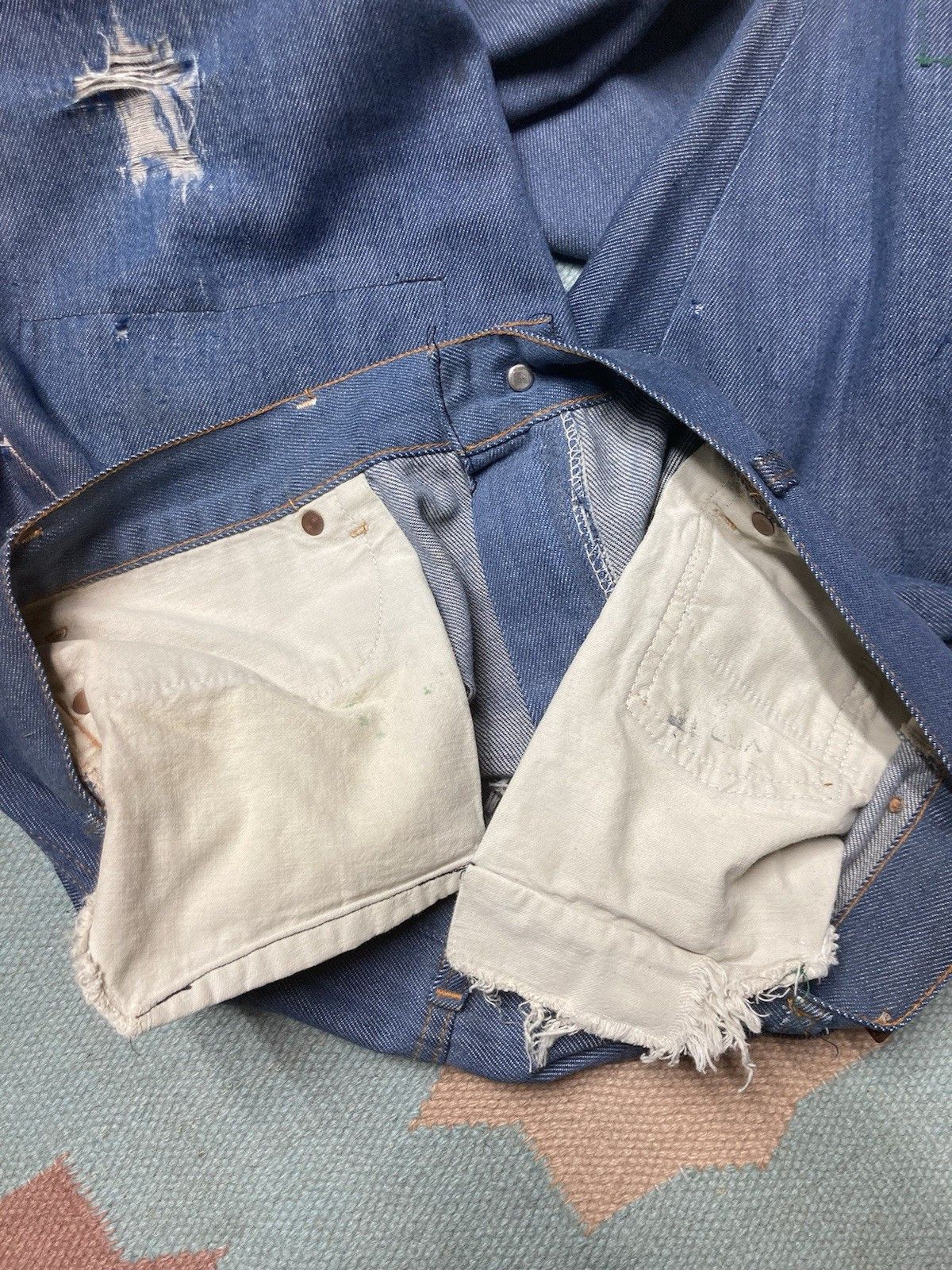 Vintage 1960s Ranchcraft jeans Penneys farm repair distressed 35x29 Size US 35 - 7 Thumbnail