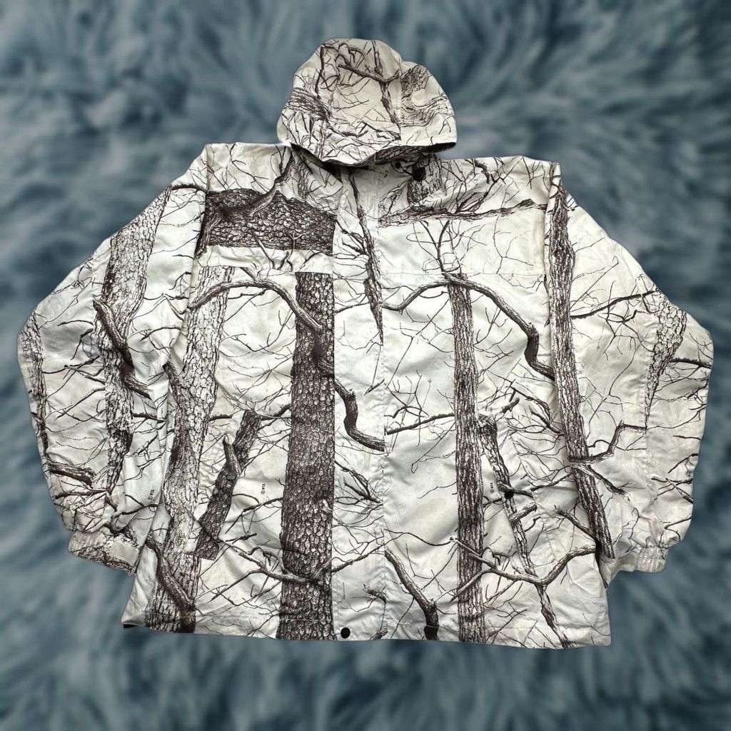 Vintage VINTAGE Huntworth White Tree Camo Lightweight Hooded Jacket Mens Large Full Zip Size US L / EU 52-54 / 3 - 1 Thumbnail