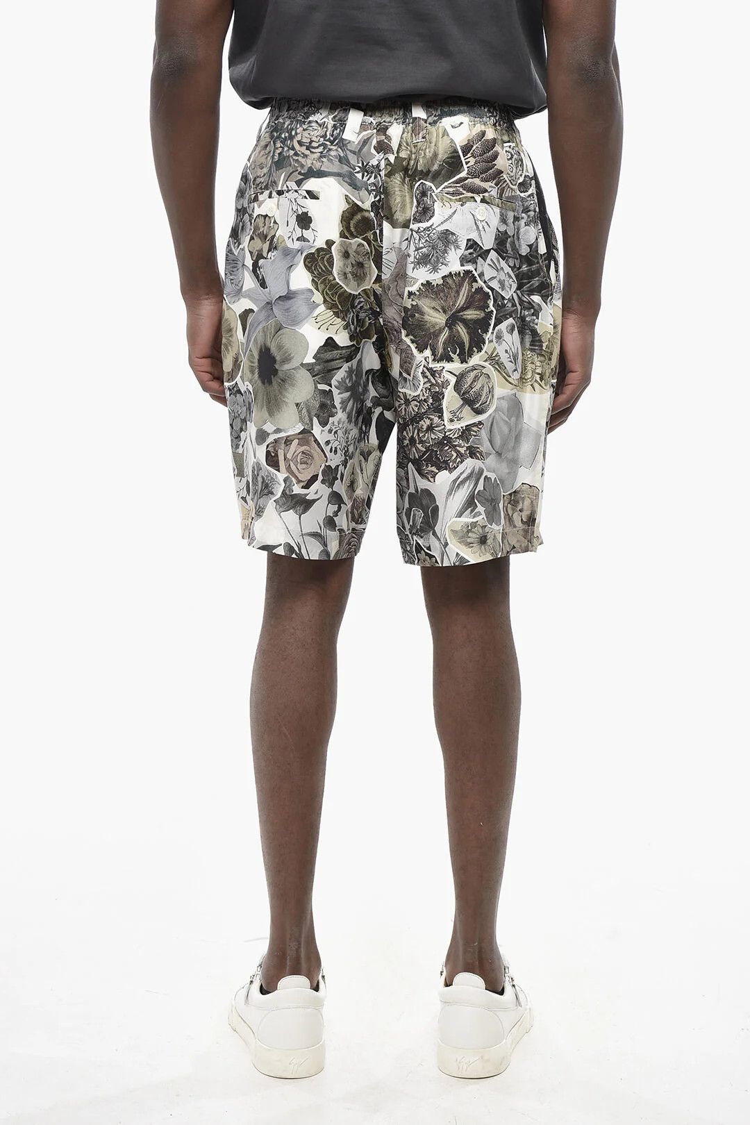 Marni og1mm0326 Floral Print Silk Short in Military Green Size US 34 / EU 50 - 2 Thumbnail