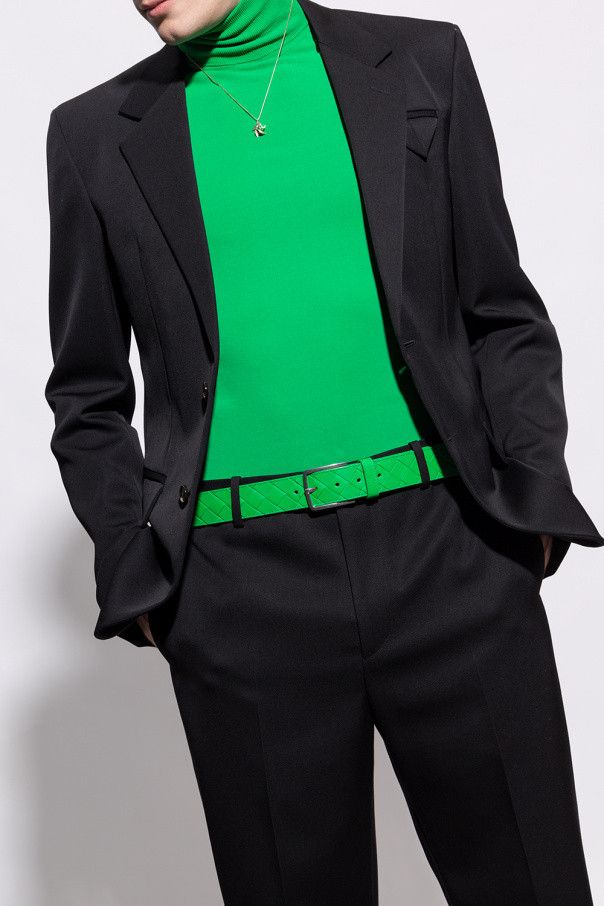 Bottega Veneta o1w1db10925 Size: 110 / Intrecciato Belt in Green Size 44 - 2 Thumbnail