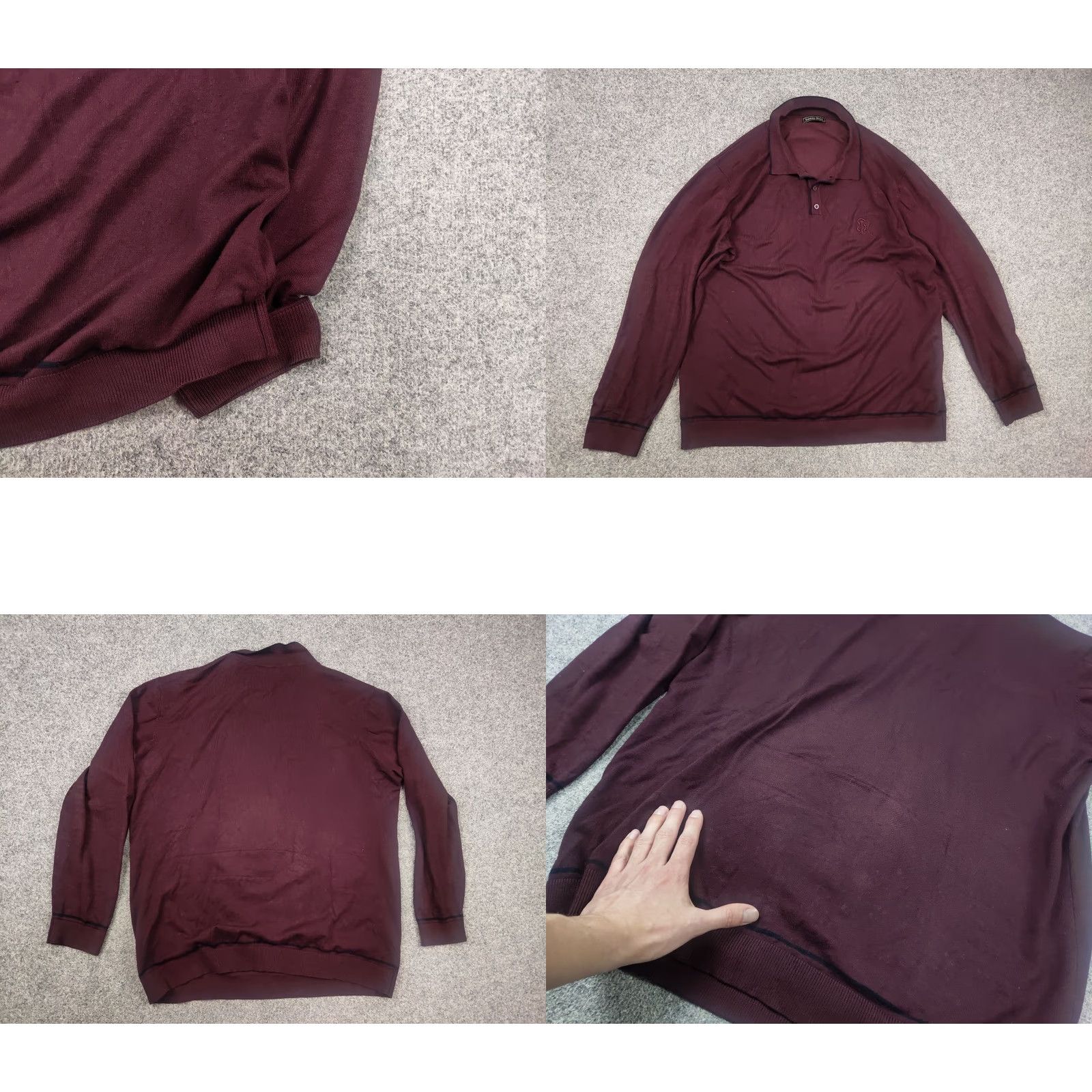 Stefano Ricci StEFANO RICCI Design Polo Shirt Mens XL Burgundy Cotton Blend Logo Long Sleeve Pullover Shirt Size US XL / EU 56 / 4 - 8 Thumbnail