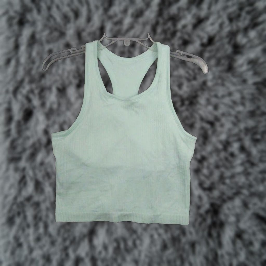 Lululemon Lululemon Tank Top Womens Medium Light Blue Ribbed Racerback High Neck Cropped Athletic Yoga Gym Size M / US 6-8 / IT 42-44 - 1 Thumbnail