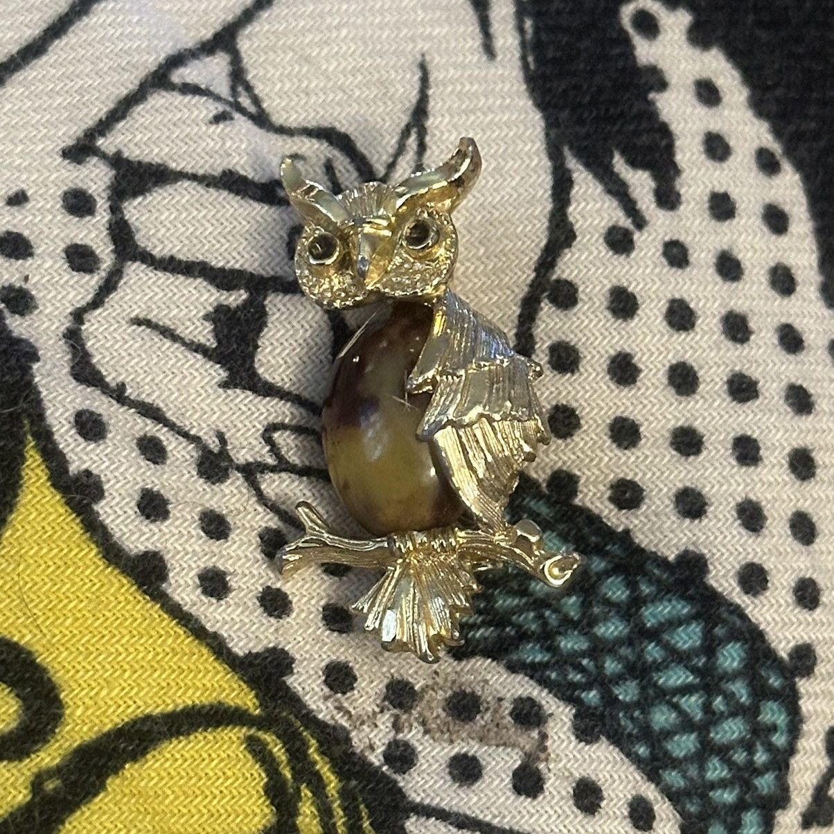Other × Vintage Vintage Gerry’s marbled stone perching owl brooch Size ONE SIZE - 2 Thumbnail