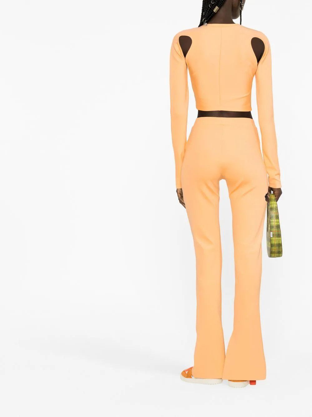 Off-White o1mle0824 Sleek Cut Out Long Sleeved Crop Top Peach Orange Size L / US 10 / IT 46 - 3 Thumbnail