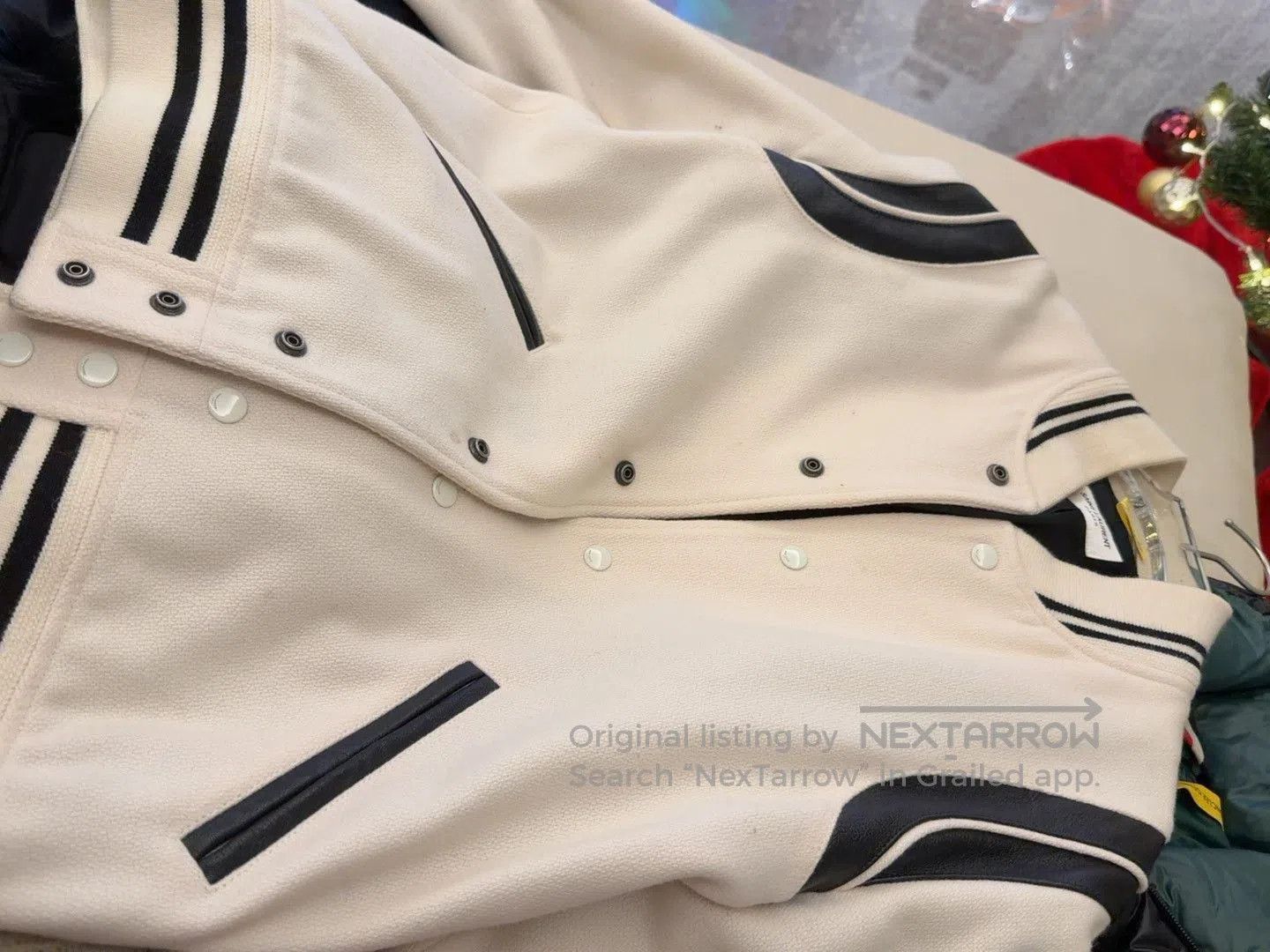 Saint Laurent Paris Saint Laurent Beige Striped Leather Detail Jacket. Size US M / EU 48-50 / 2 - 1 Thumbnail