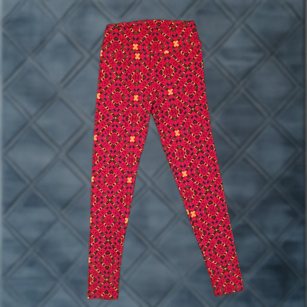 Vintage LuLaRoe Leggings One Size OS Red Geometric NWOT Size 42" / US 20 - 1 Thumbnail