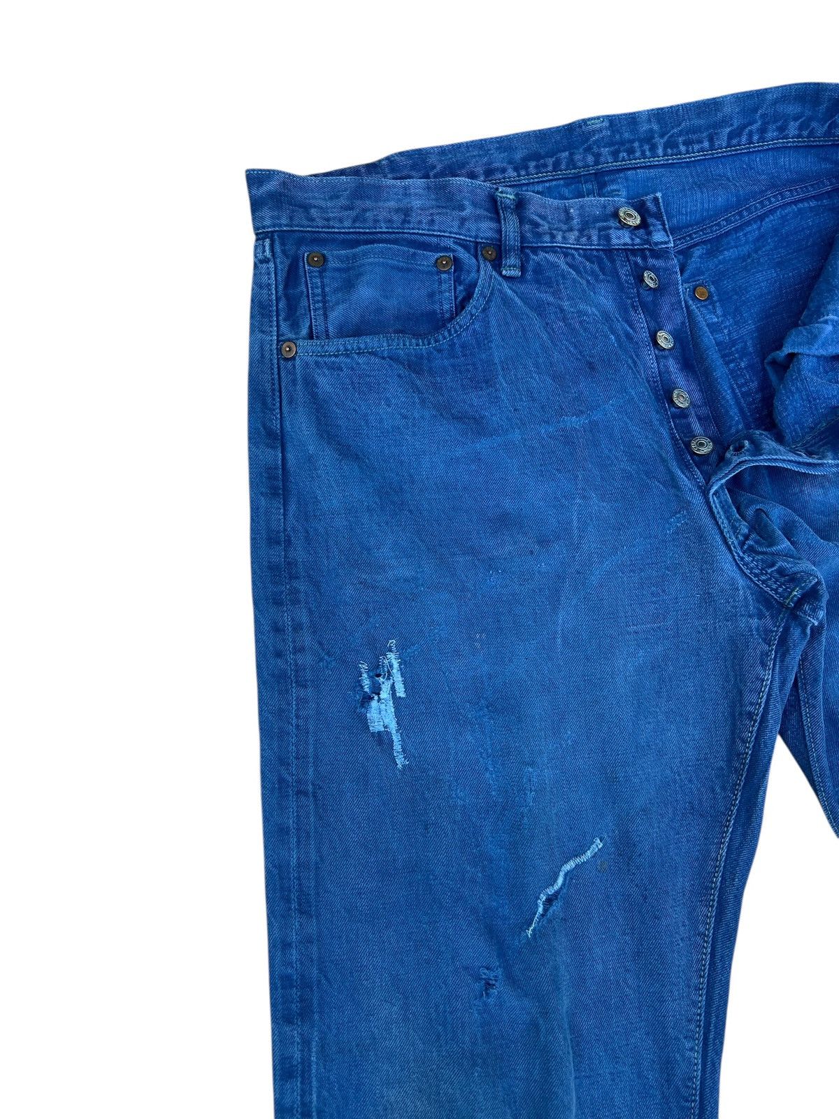 Warehouse & Co. Dubbleworks X Warehouse Japan Distress Denim Selvedge Jeans Size US 35 - 8 Thumbnail