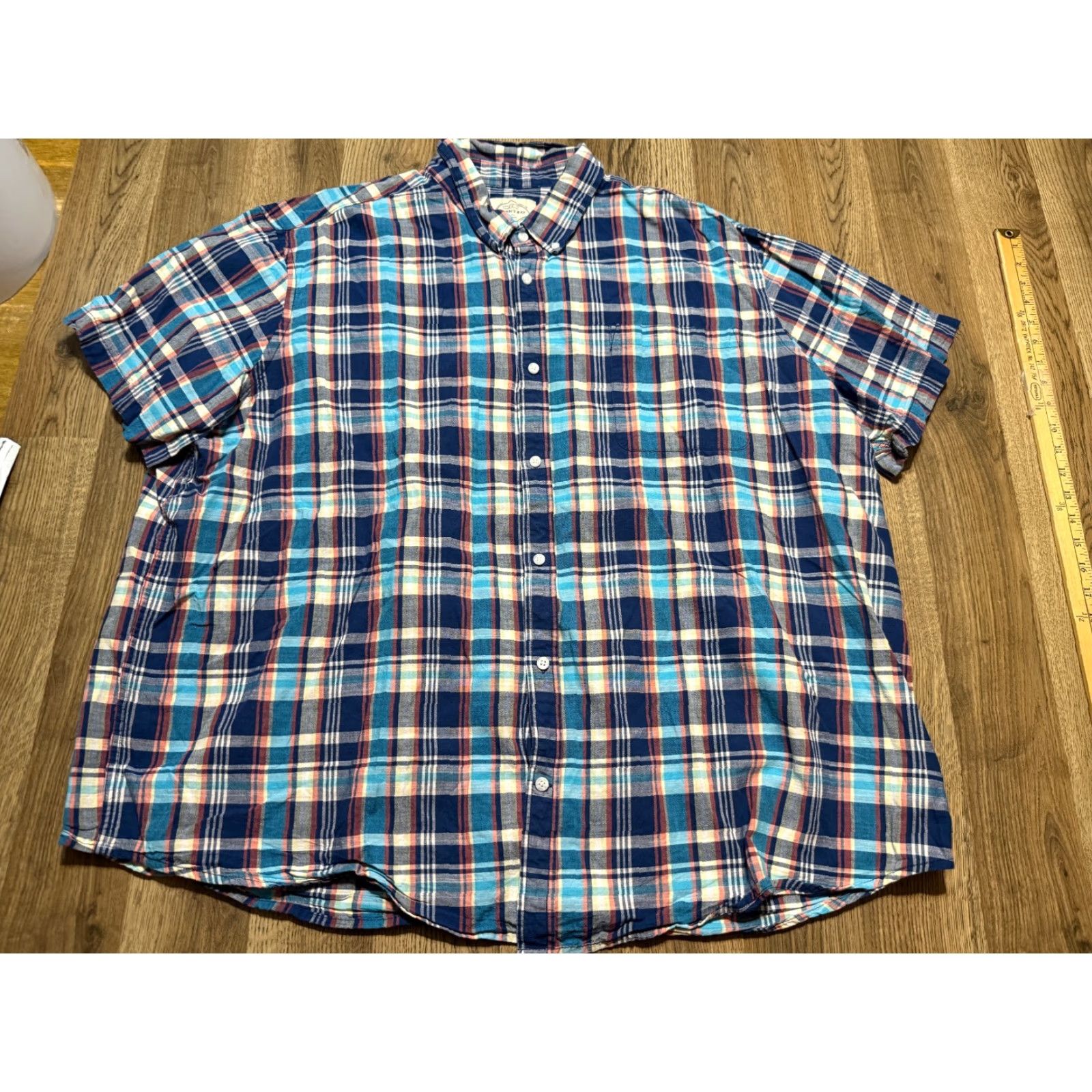 Vintage St. John's Bay Shirt Men's 2XL? Blue White Orange Yellow Plaid Button Down Size US XXL / EU 58 / 5 - 2 Thumbnail