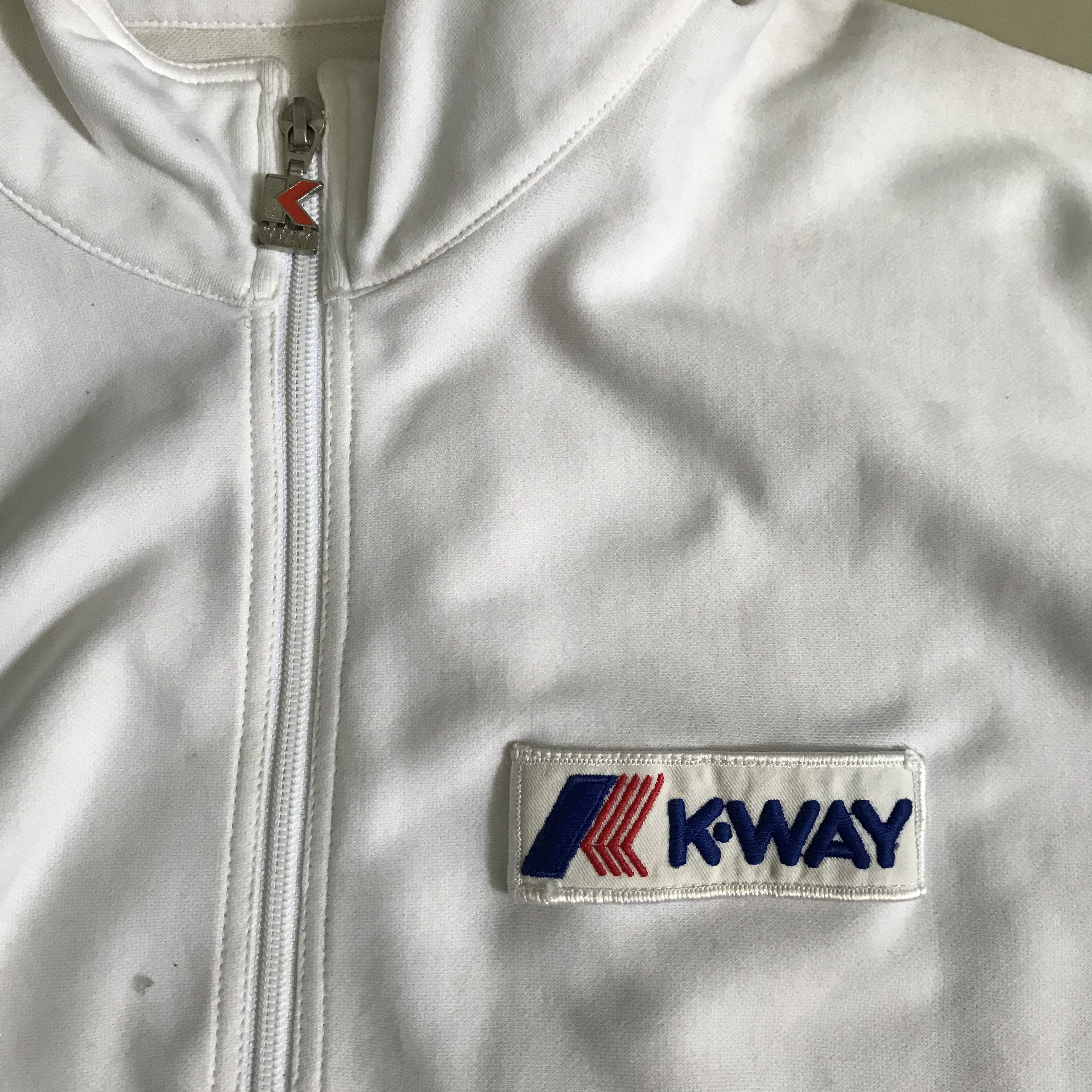 K-Way Vintage 80s Kway Casual Clobber All white tracktop jacket Size US L / EU 52-54 / 3 - 6 Thumbnail