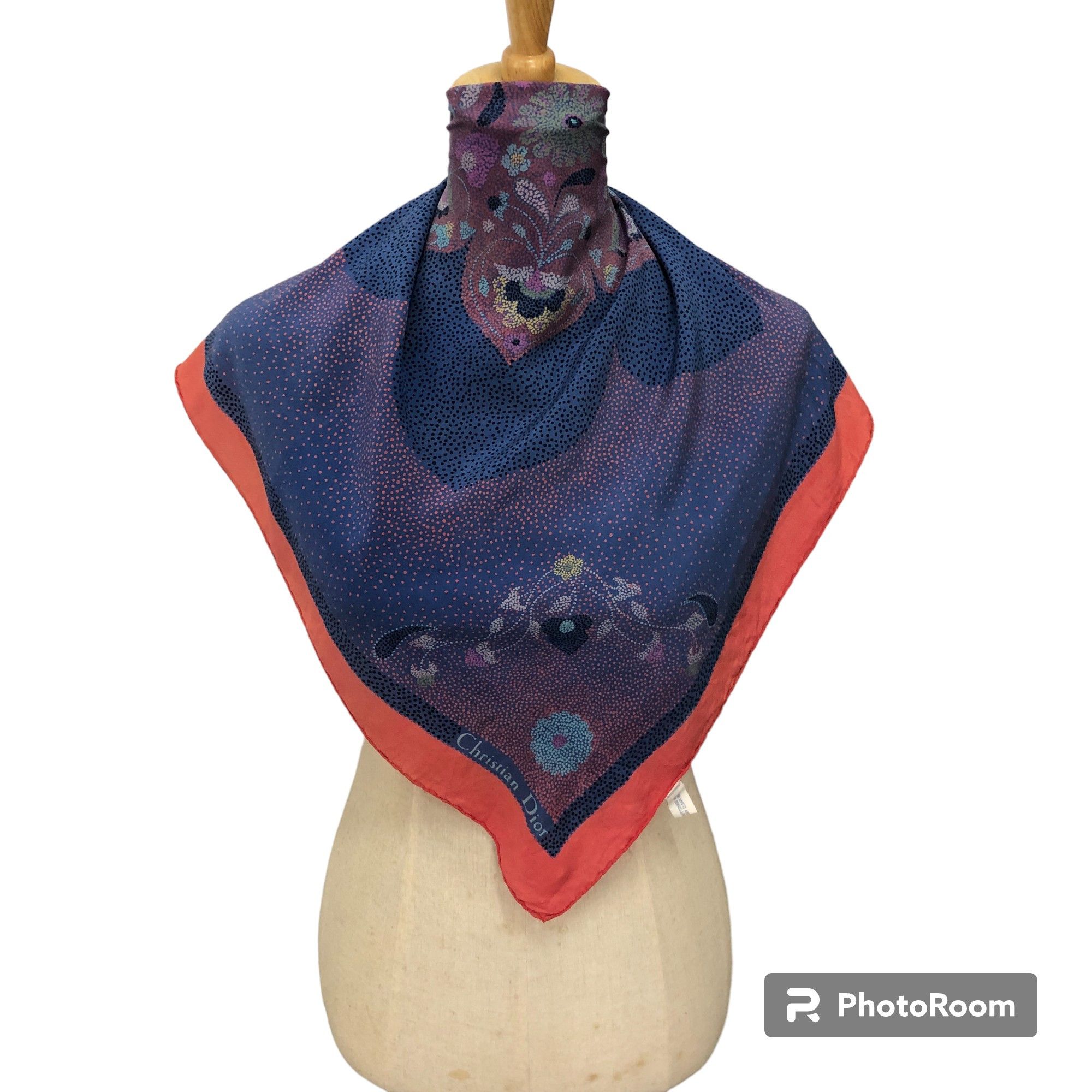 Christian Dior Monsieur Christian Dior Floral Hand Rolled Silk Scarf M1148 Size ONE SIZE - 1 Thumbnail