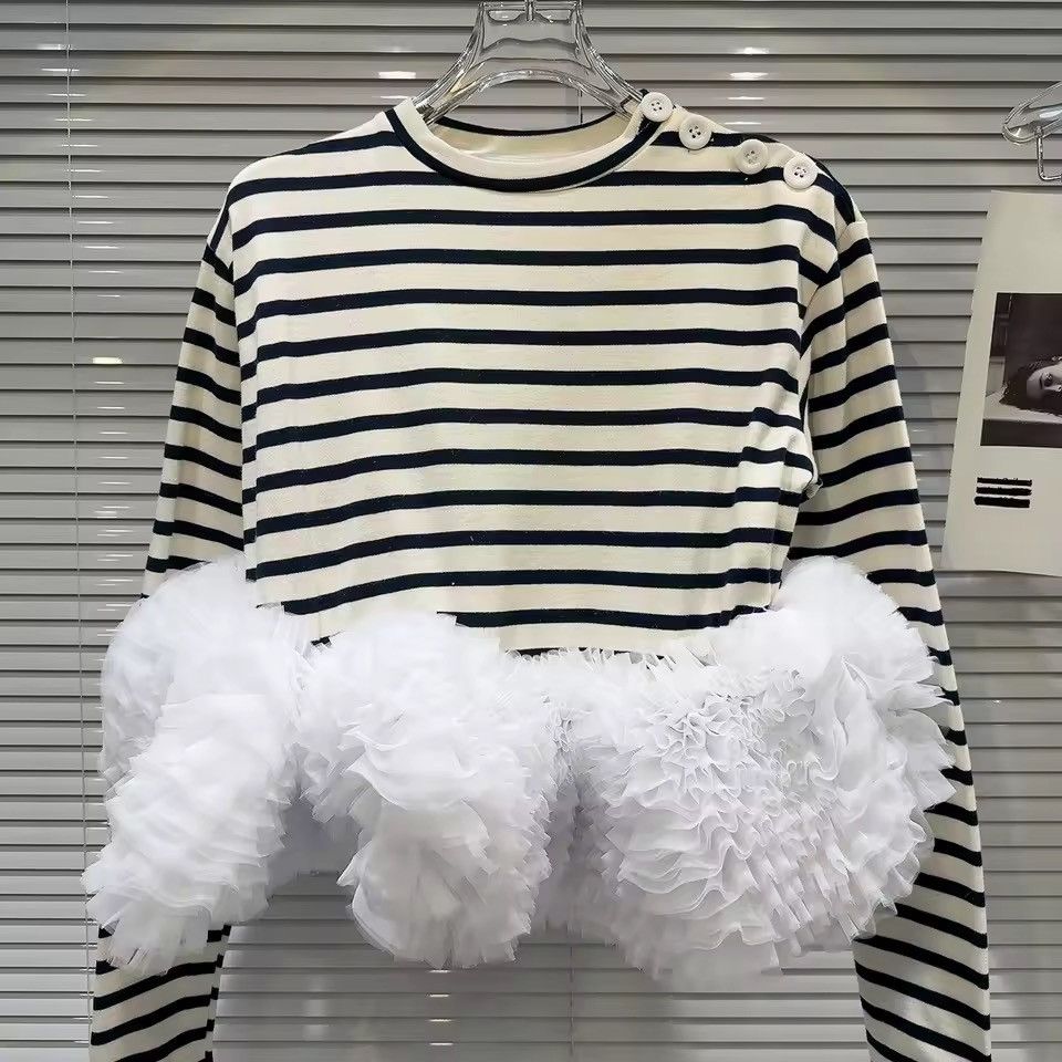 Other Designer Striped Luxury Casual Black White Multi Layer Shirt Size L / US 10 / IT 46 - 2 Thumbnail