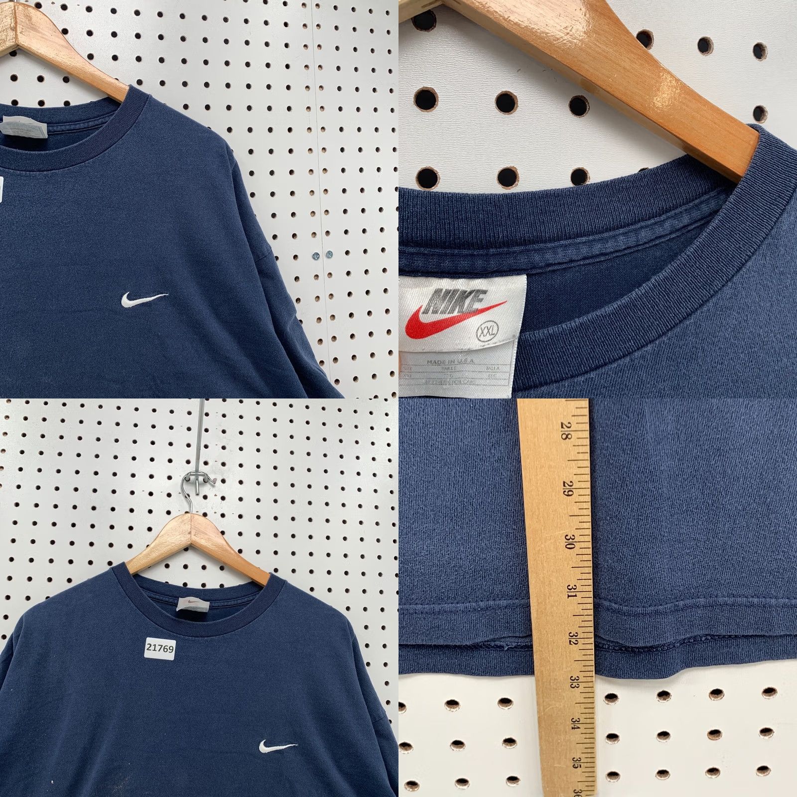 Nike VINTAGE Nike Shirt 2XL Adult Navy White Embroidered Swoosh 90s USA Shirt Mens Size US XXL / EU 58 / 5 - 8 Thumbnail