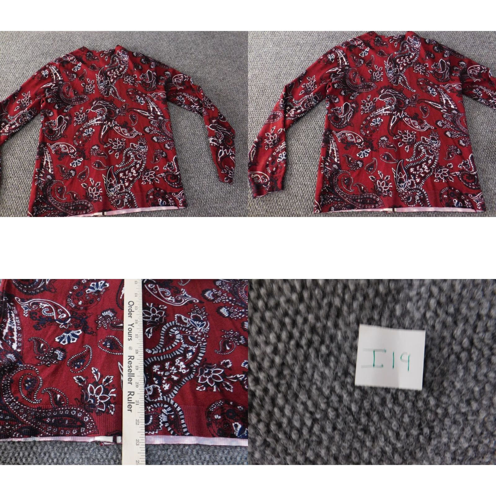 Croft & Barrow Croft & Barrow Womens Sweater Cardigan Regular M Red Floral Knit Casual Stretch Button Crew Neck Long Sleeve Raglan Nylon Rayon Size M / US 6-8 / IT 42-44 - 8 Thumbnail