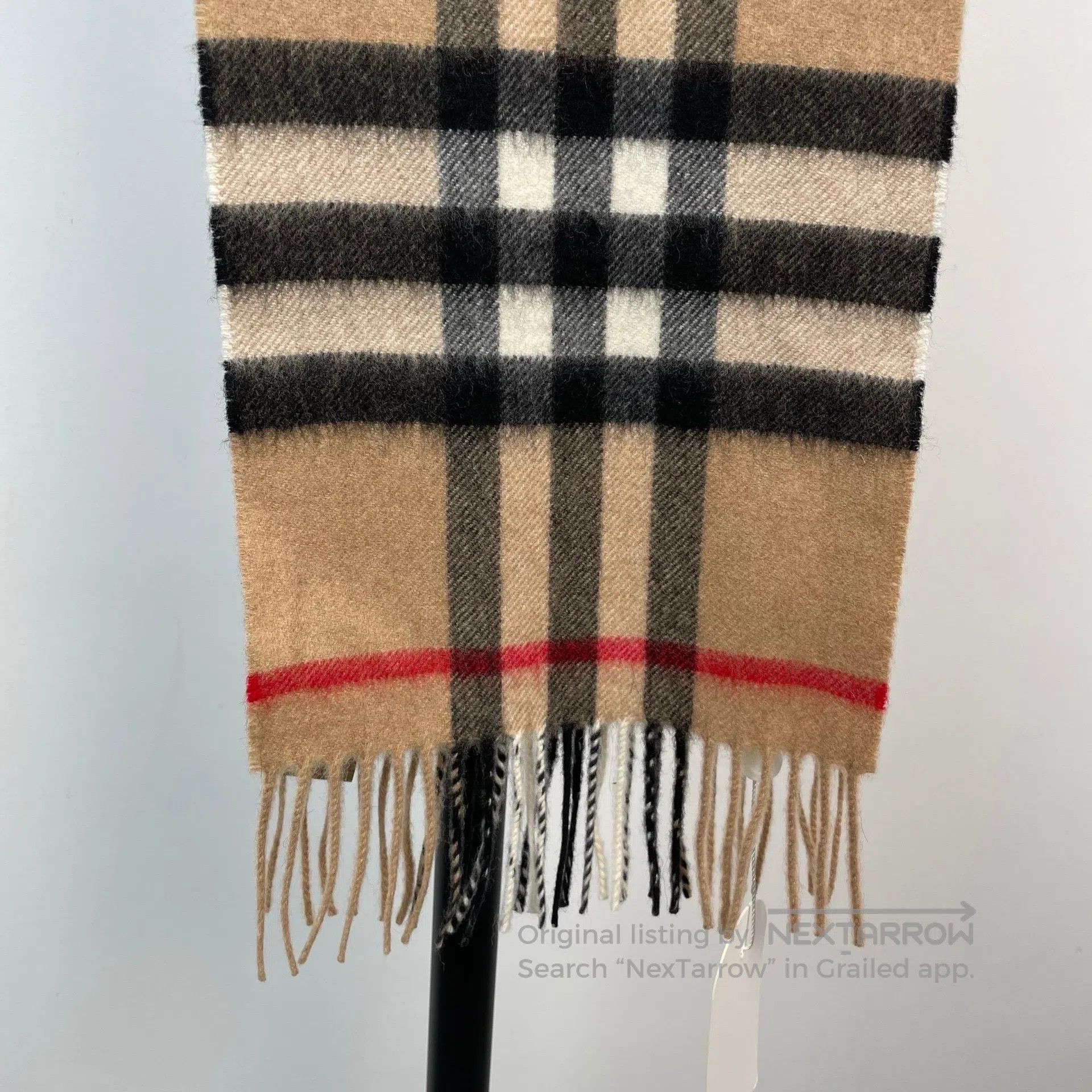 Burberry Burberry Brown Plaid Cashmere Fringe Scarf| Size ONE SIZE - 9 Thumbnail