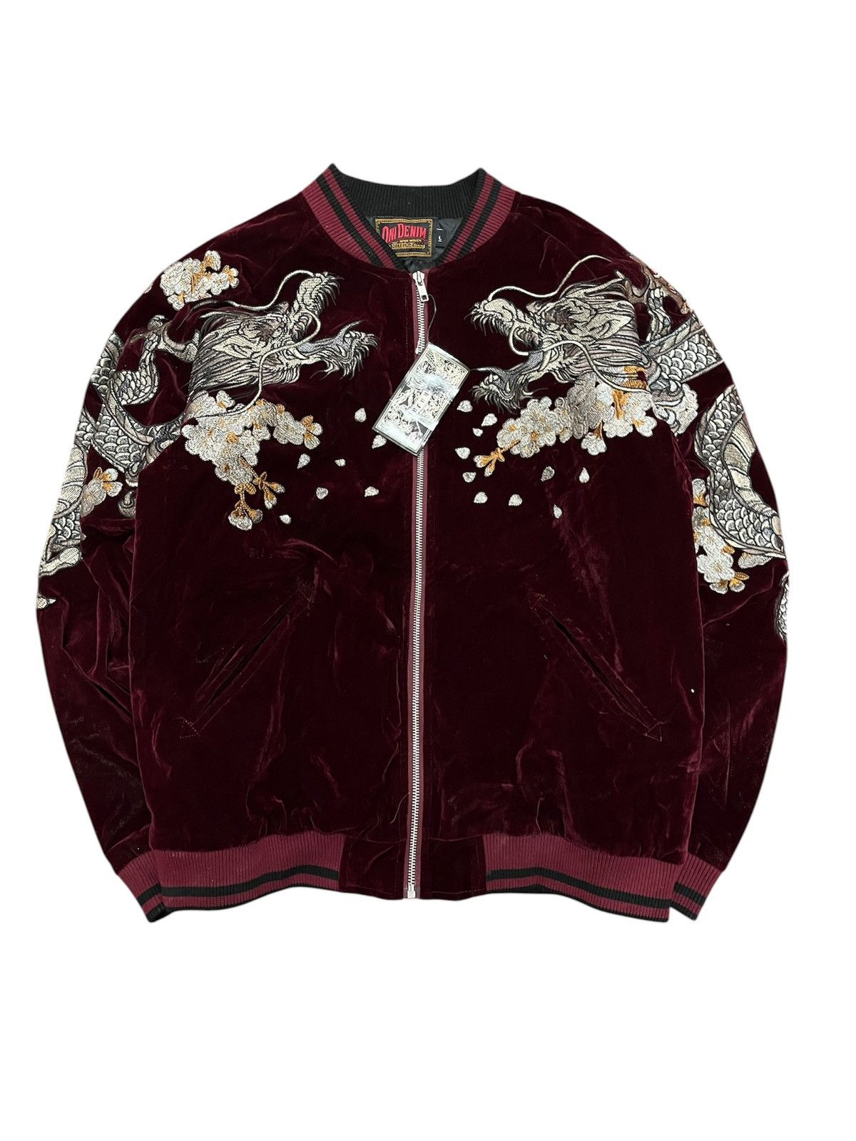 Japanese Brand ONI DENIM DRAGON & SAKURA SUKAJAN JACKET Size US L / EU 52-54 / 3 - 2 Thumbnail
