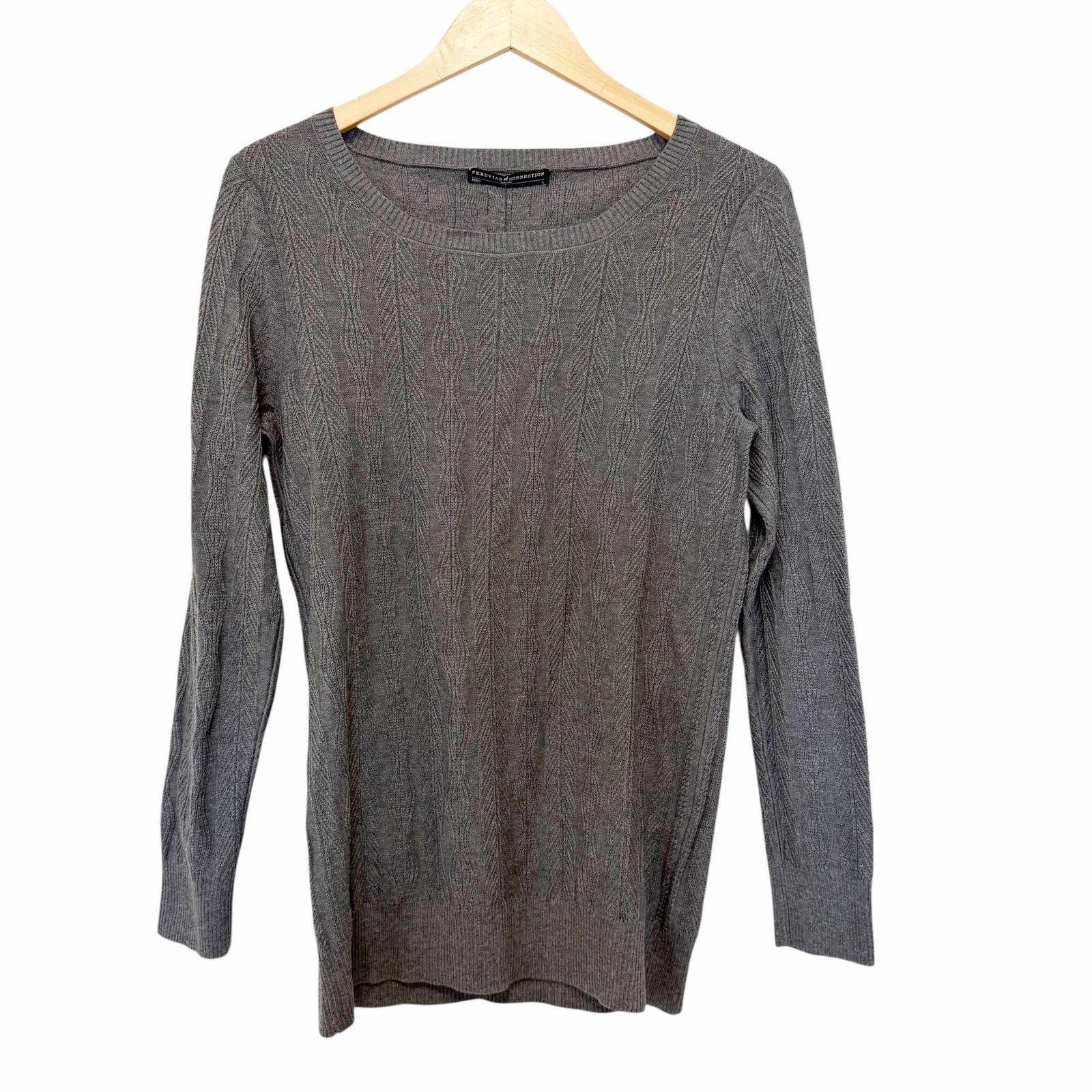 Other Peruvian Connection Gray Knit Pima Cotton Sweater Sz L Size L / US 10 / IT 46 - 1 Thumbnail