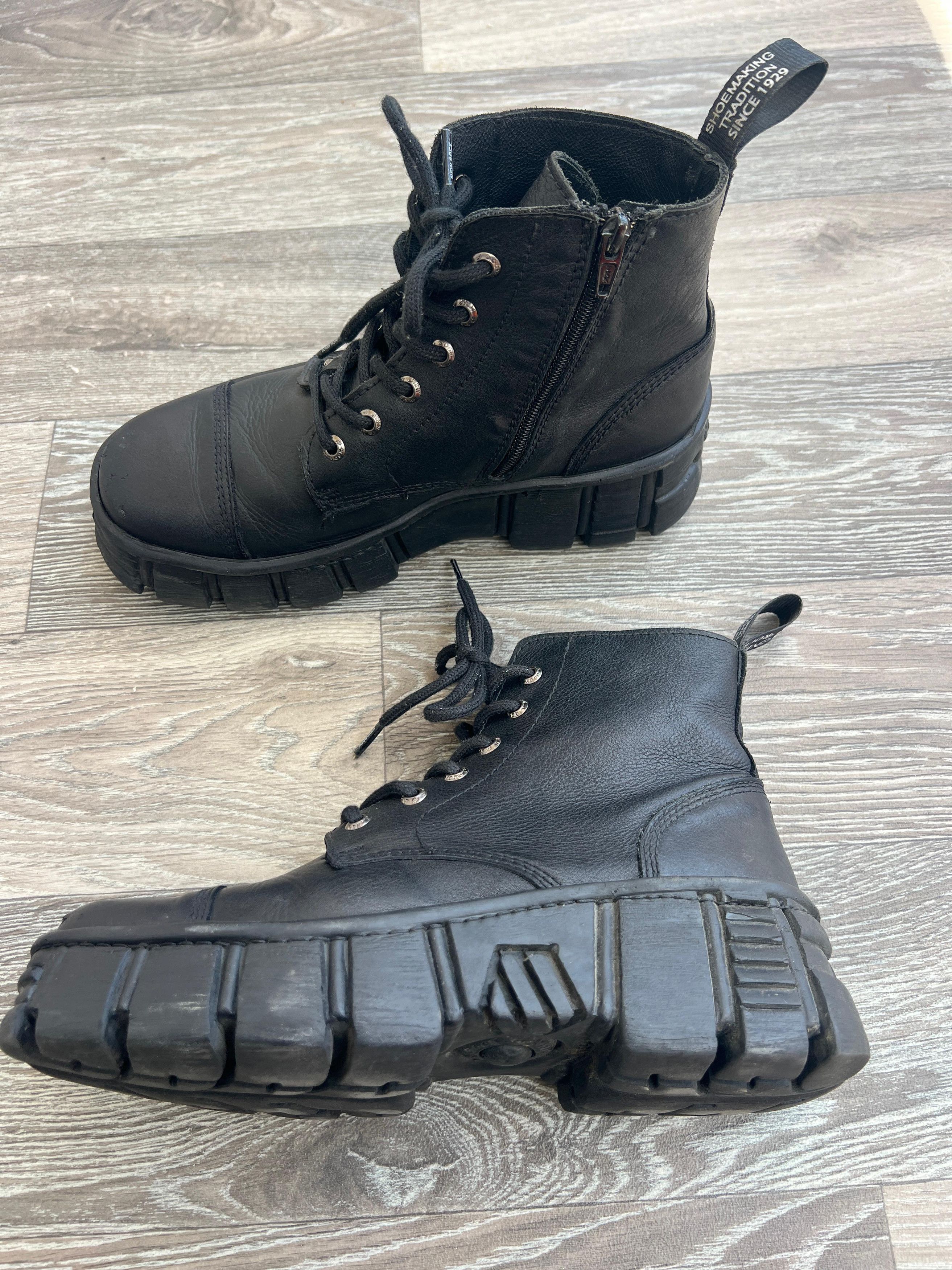 New Rock New Rock Black Leather Boots Size US 7 / EU 40 - 10 Thumbnail
