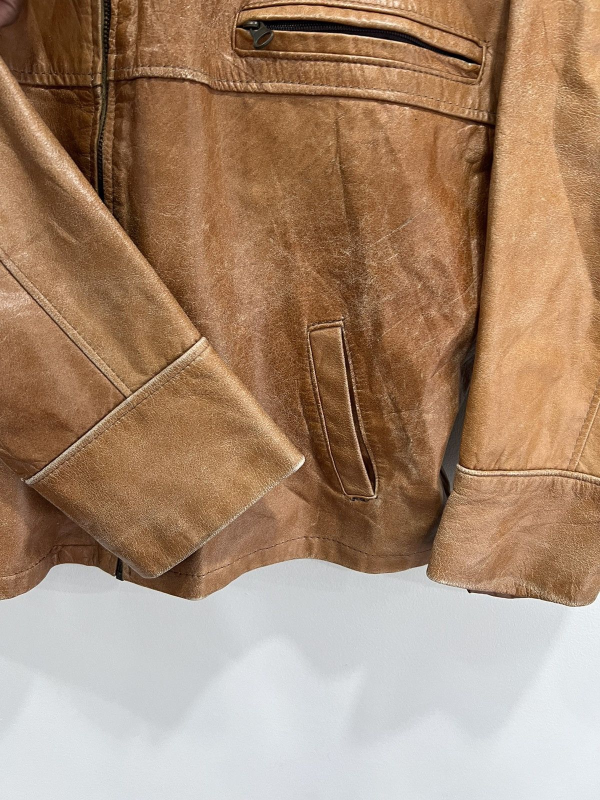 Vintage Vintage Leather Jacket Brown Zip Up faded Size US M / EU 48-50 / 2 - 5 Thumbnail