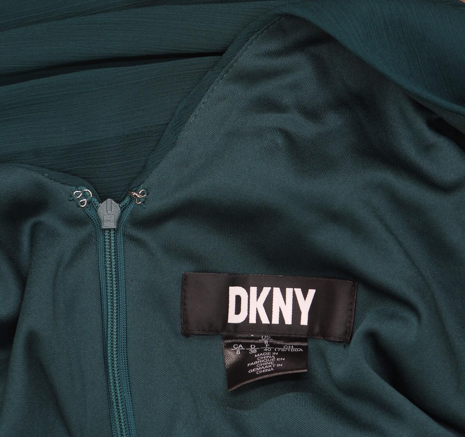 DKNY Dkny Chiffon Faux Wrap Side Slit Maxi Dress Forest Green 8 Size M / US 6-8 / IT 42-44 - 5 Thumbnail