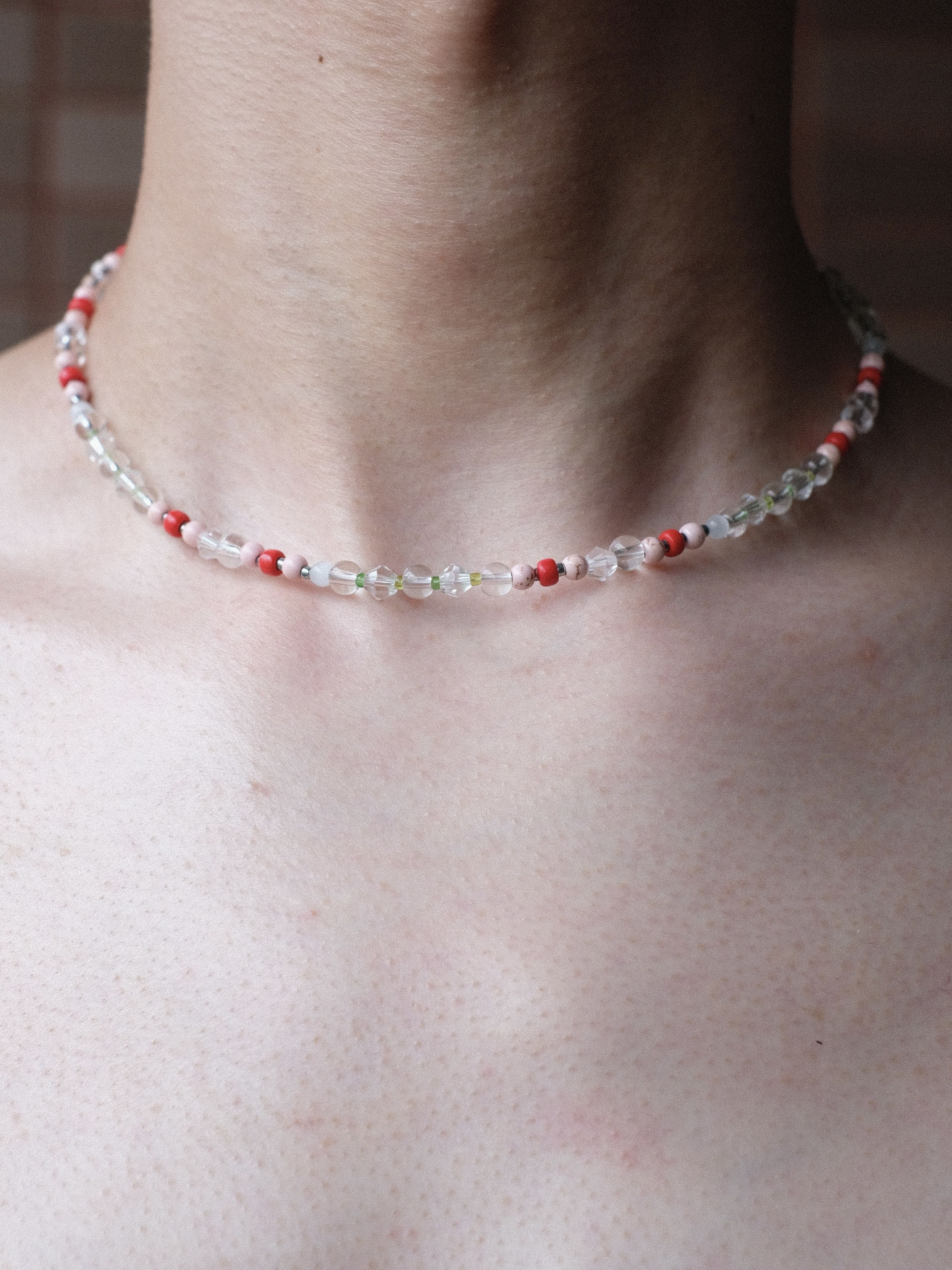 Handmade × Japanese Brand Cute Crystal Glass Beads Handmade Beaded Necklace 16.1in Size ONE SIZE - 1 Thumbnail