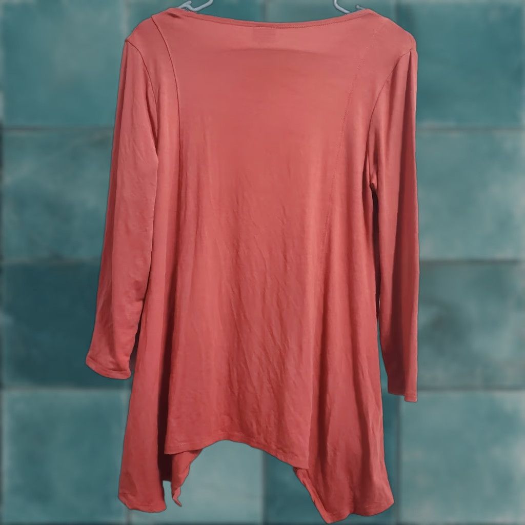 Vintage VINTAGE Lisa Bayne Womens Tunic Top XS Dusty Rose 3/4 Sleeve Asymmetrical Hem Lagenlook Blouse Bohemian Minimalist Shirt Womens XS Rose dusted Size XS / US 0-2 / IT 36-38 - 1 Thumbnail