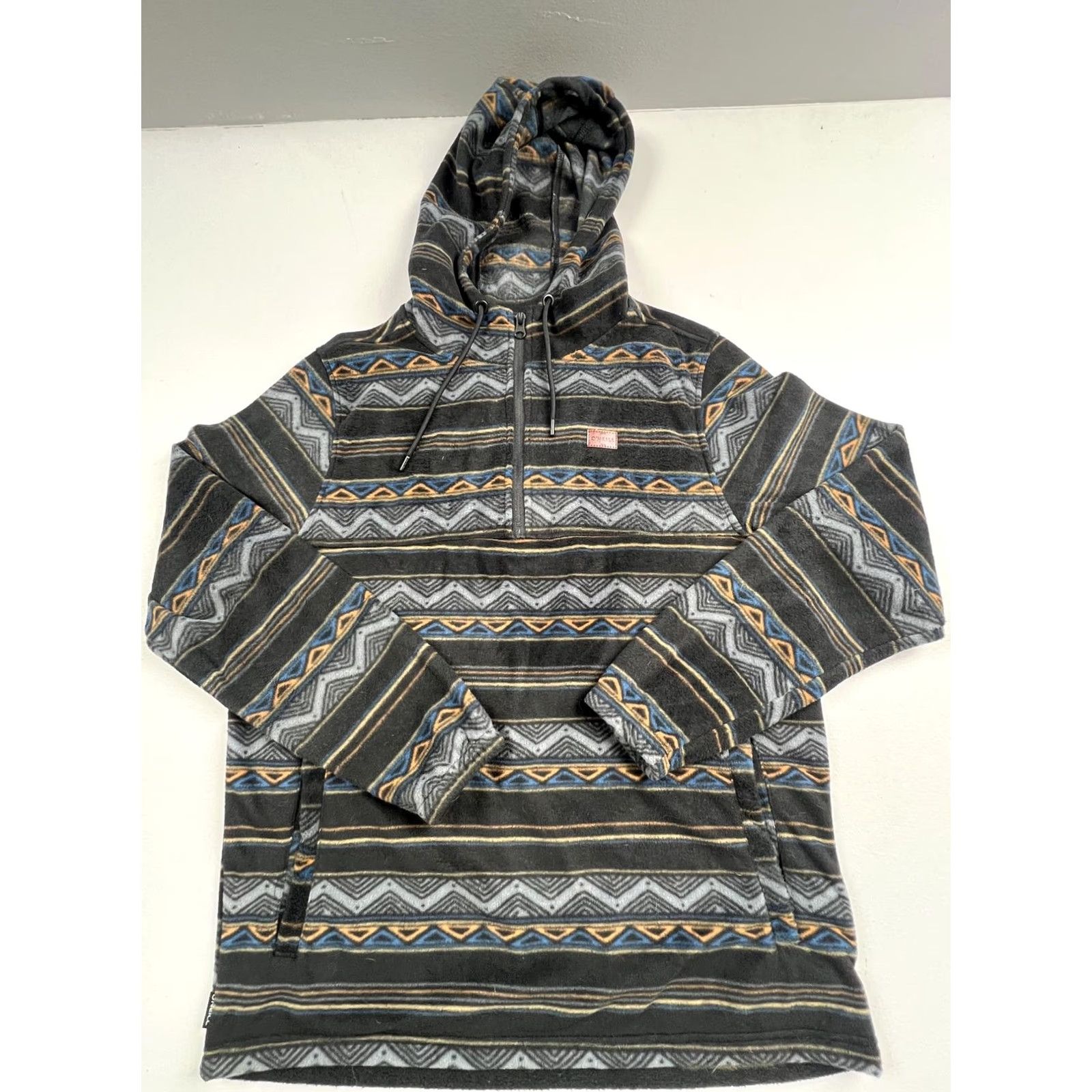 O'Neill O'Neill Hoodie Mens M Gray 1/4 Zip Fleece Tribal Striped Aztec Sweatshirt Pullover Pocket Zipper High Neck Logo Patch Size US M / EU 48-50 / 2 - 2 Thumbnail