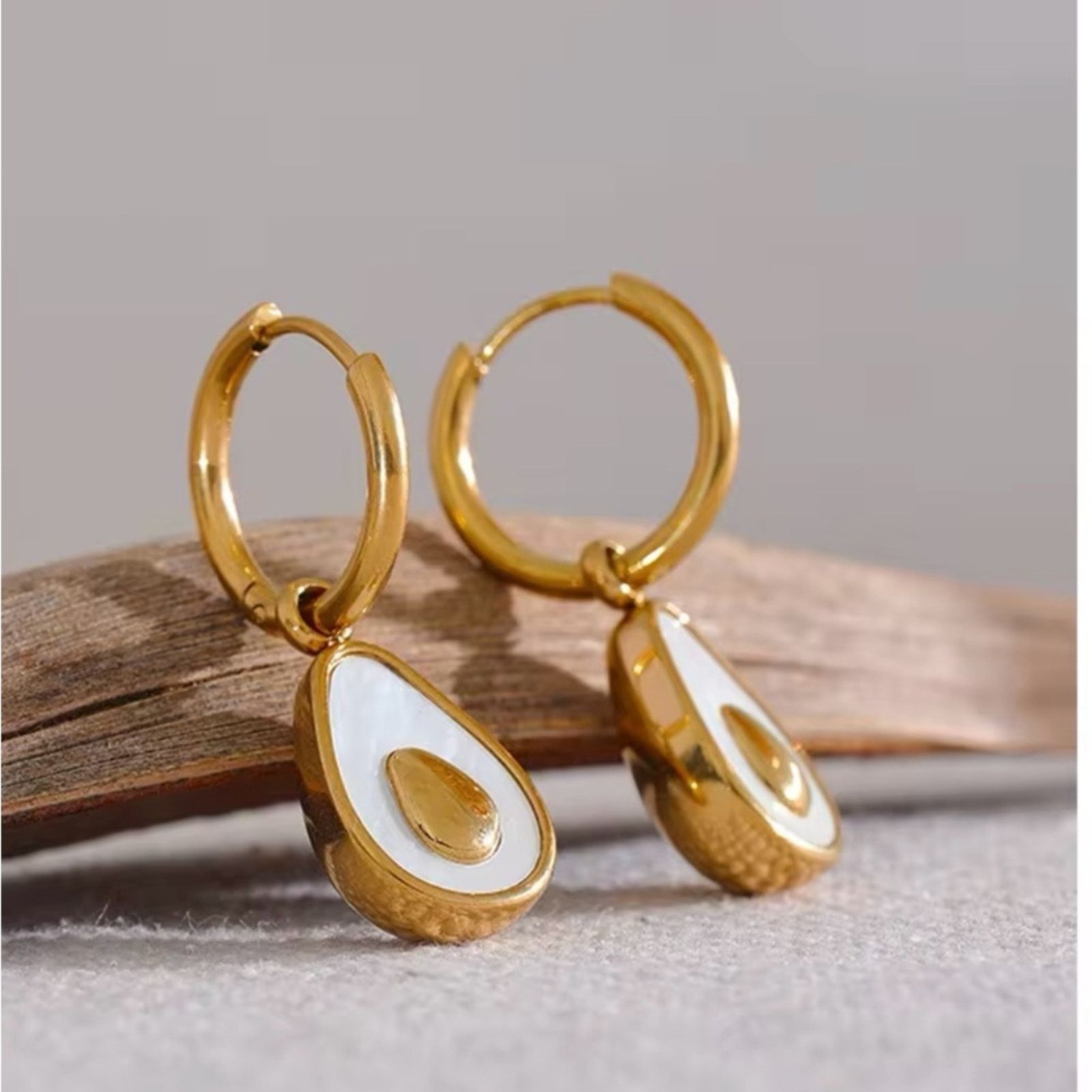 Other Avocado Drop Stainless Steel Fruit Huggie Hoop EarringsWomen Size ONE SIZE - 2 Thumbnail