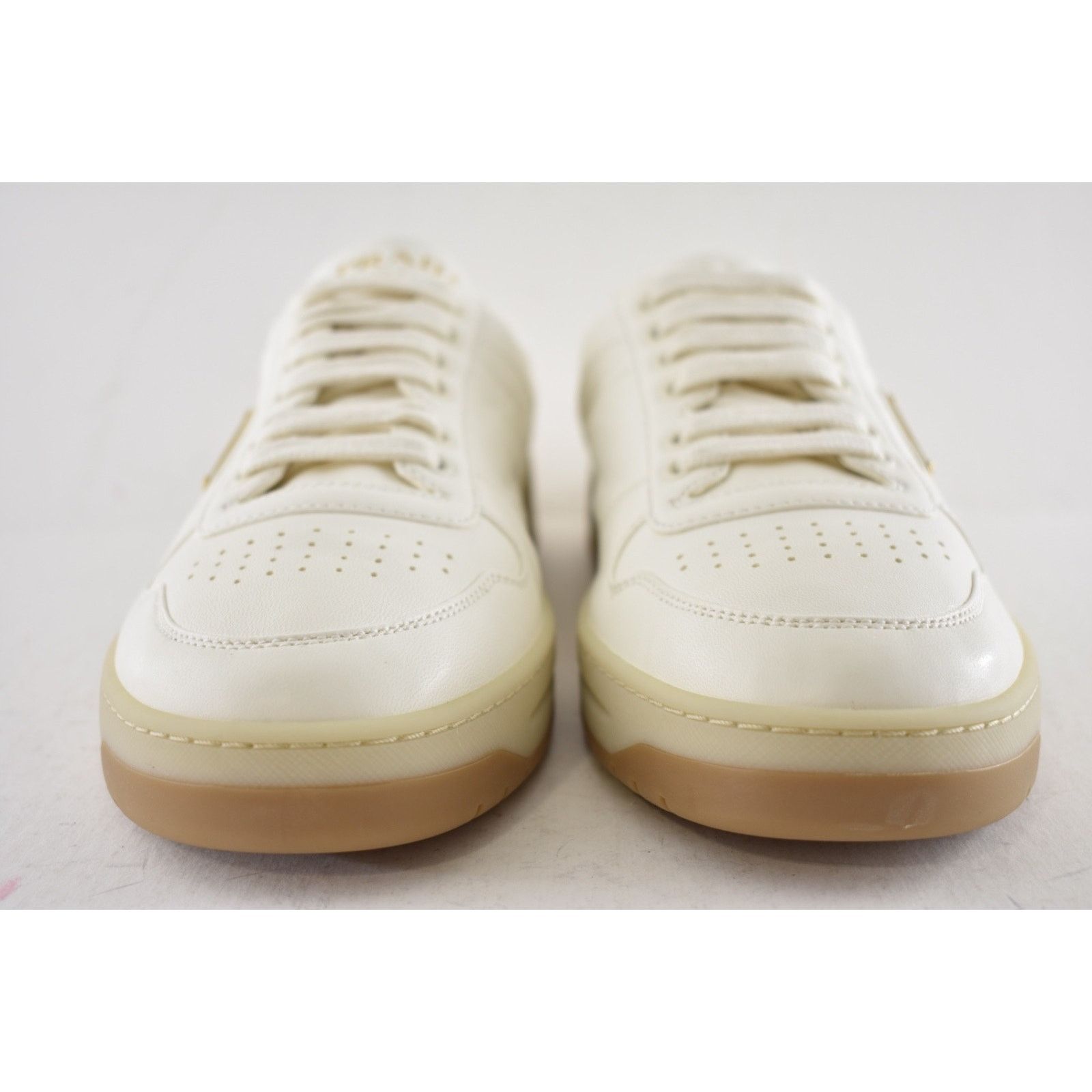 Prada Prada Downtown Leather Gold Logo Flat Low Top Sneaker 41 Size US 11 / IT 41 - 11 Thumbnail