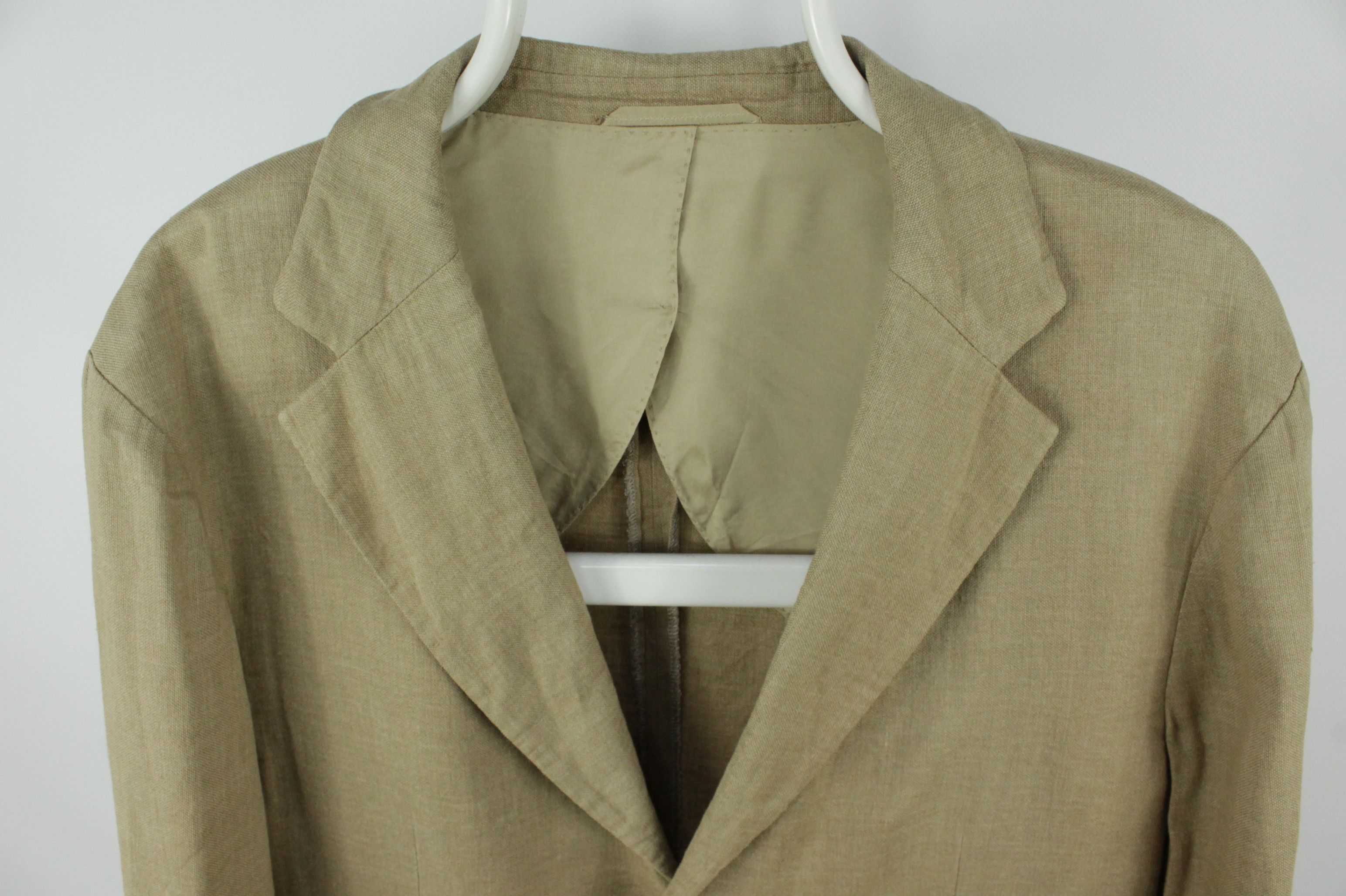 Designer × Hugo Boss × Vintage Vintage Hugo Boss Beige Linen Relaxed Fit Sport Coat Blazer Size US M / EU 48-50 / 2 - 2 Thumbnail