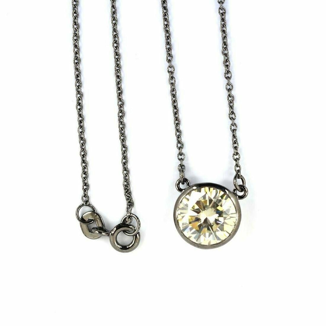 Handmade Hand Made Silver Chain Necklace Bezel Set White Diamond 3Cts Size ONE SIZE - 2 Thumbnail