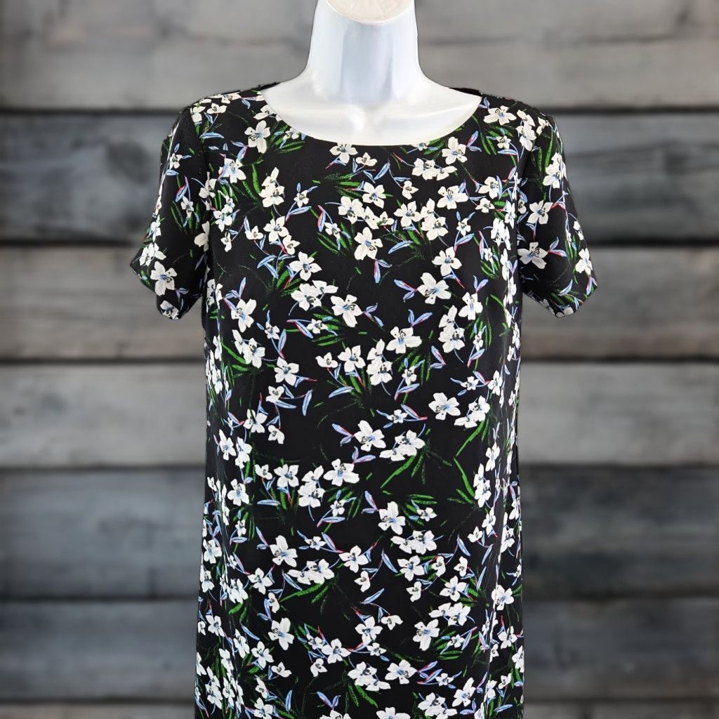 Banana Republic Banana Republic Dress Womens Sz 2 Multicolor Floral Short Sleeve Shift ガ Size 26" / US 2 / IT 38 - 1 Thumbnail