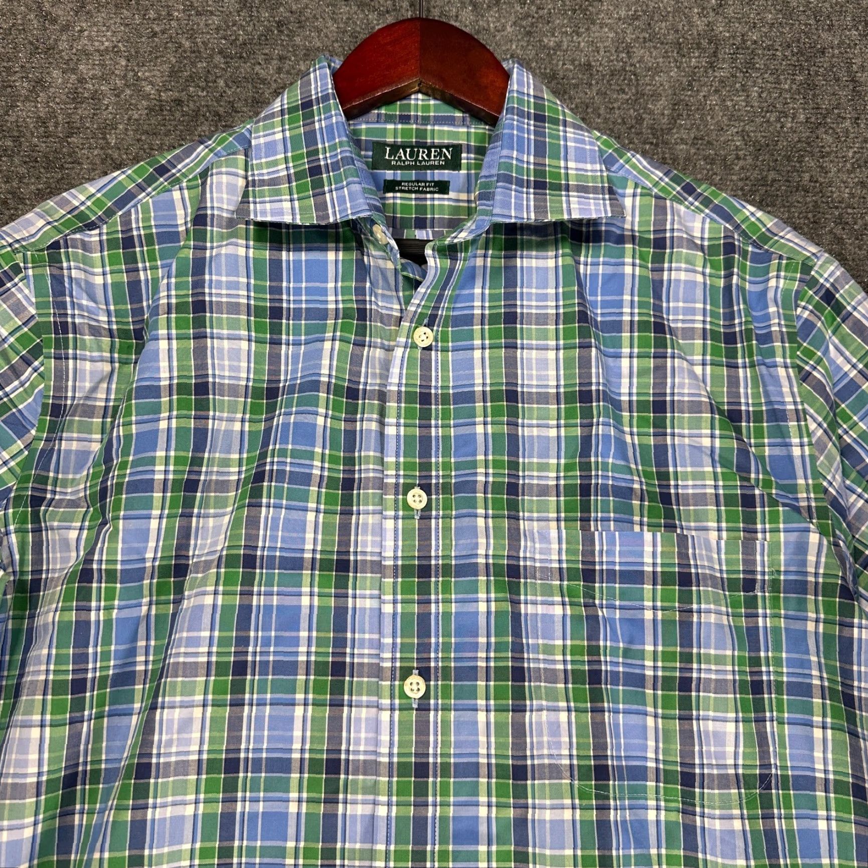 Ralph Lauren Lauren Ralph Lauren Shirt Mens L Regular Fit Cotton Blend Plaid Button-Up Blue Green Size US L / EU 52-54 / 3 - 4 Thumbnail
