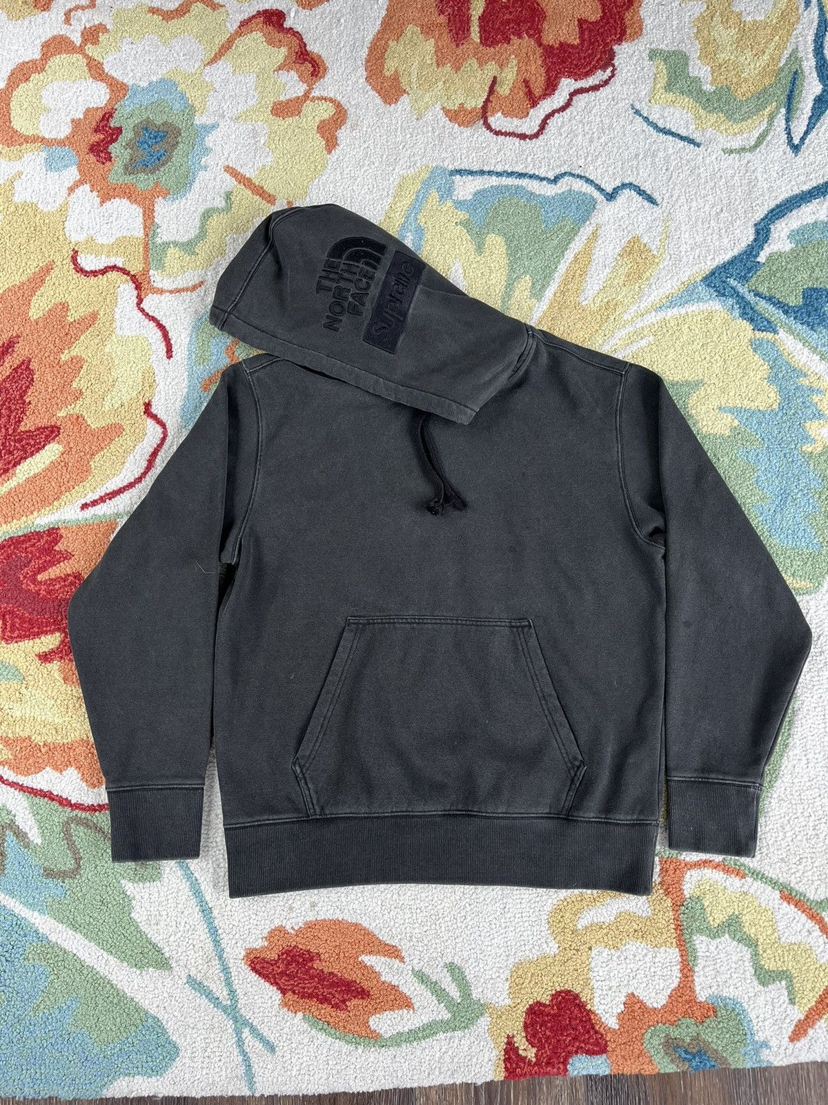 image of Supreme Tnf Pigment Print Hoodie Fw22 Black/grey in Black Gray, Men's (Size Small)