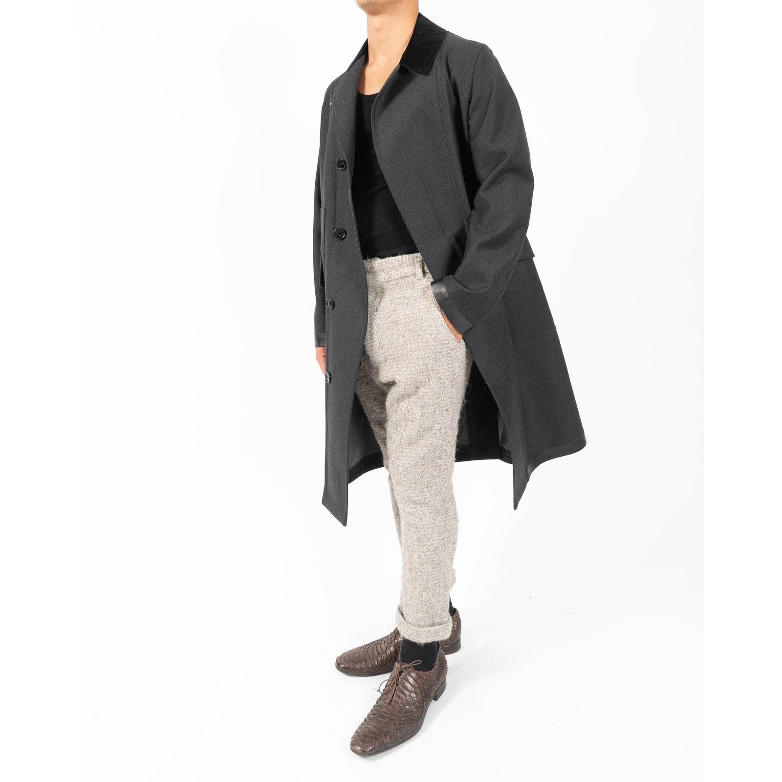 Berluti FW17 Military Coat in Grey Fleece Wool Size US S / EU 44-46 / 1 - 2 Thumbnail
