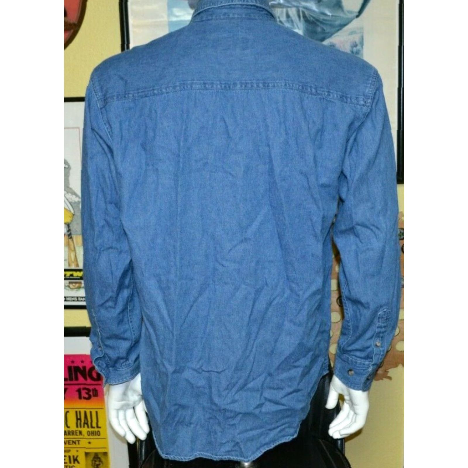 Denime Aspen Gold Shirt Men Small Denim Button-Up Long Sleeve Blue Collared 100% Cotton VTG Corn Flakes Corny Mascot Size US S / EU 44-46 / 1 - 3 Thumbnail