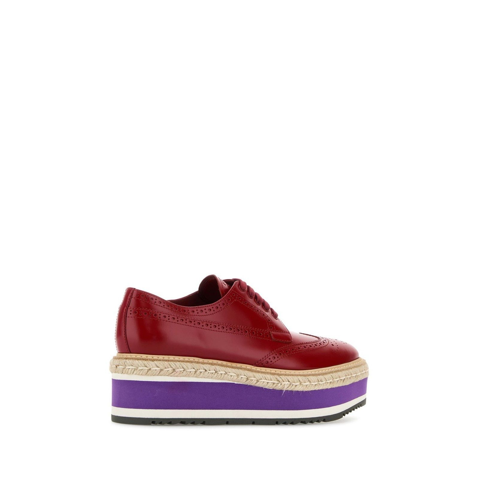 Prada PRADA Lace Up Red Leather Platform Flat Shoes New And Authen Size US 9 / IT 39 - 3 Thumbnail