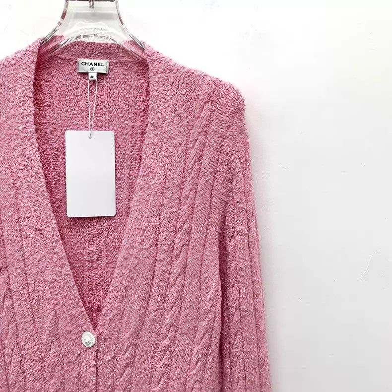 Chanel Chanel Light pink twisted flower V-neck single-breasted lo Size XS / US 0-2 / IT 36-38 - 3 Thumbnail