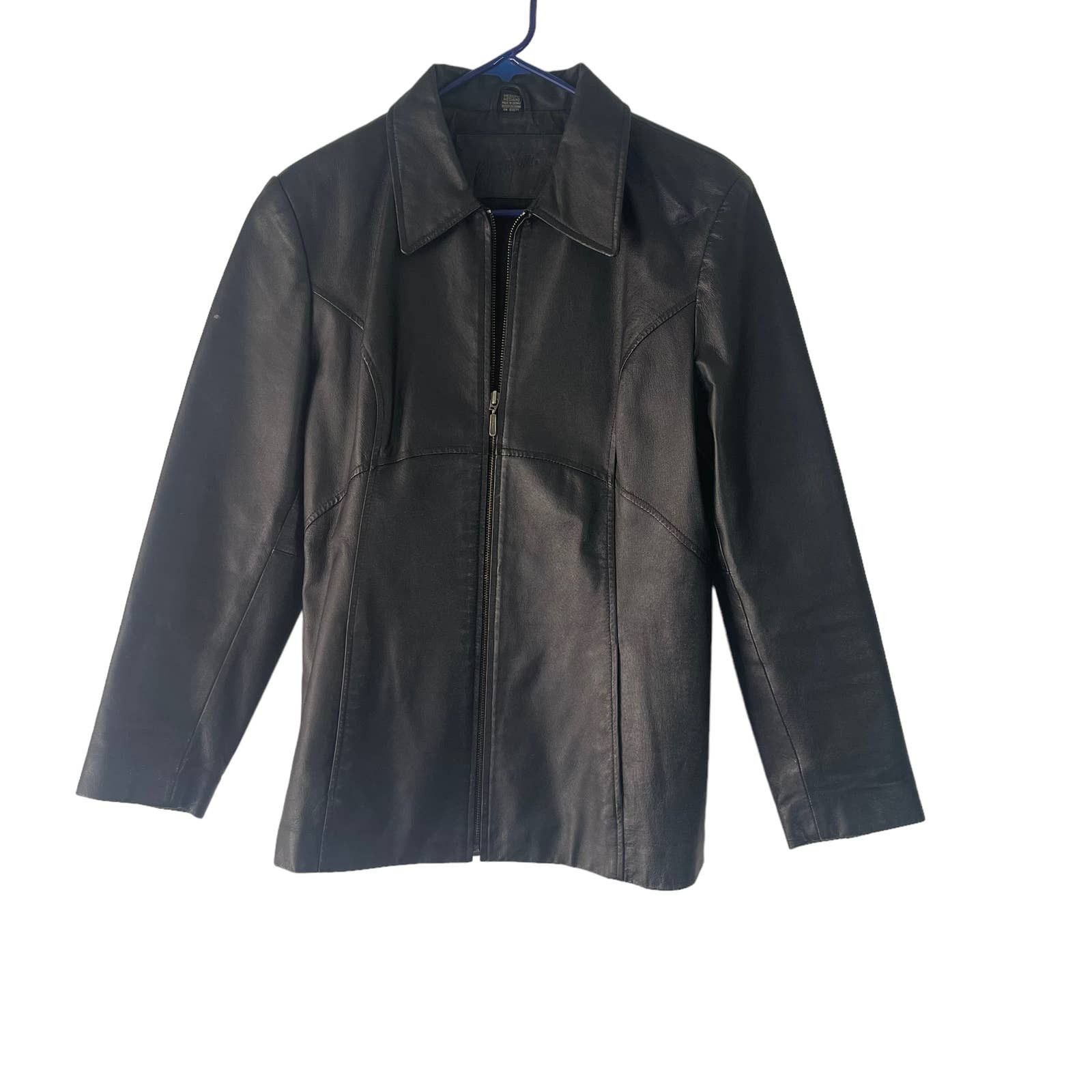 image of Jacqueline Ferrar Mens Jacqueline Ferrar Vintage Women Medium Black Leather Jacket